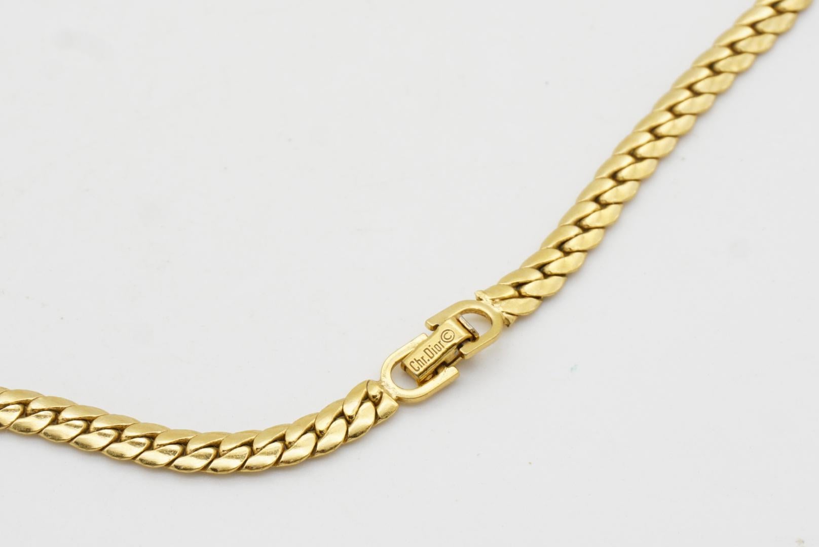 Christian Dior Vintage 1970s Moon Sparkling Crystals Crescent Pendant Necklace For Sale 6