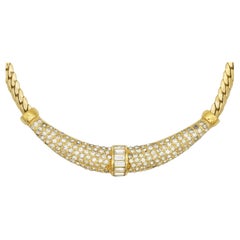 Christian Dior Collar Colgante Media Luna Vintage Años 70 Cristales Centelleantes