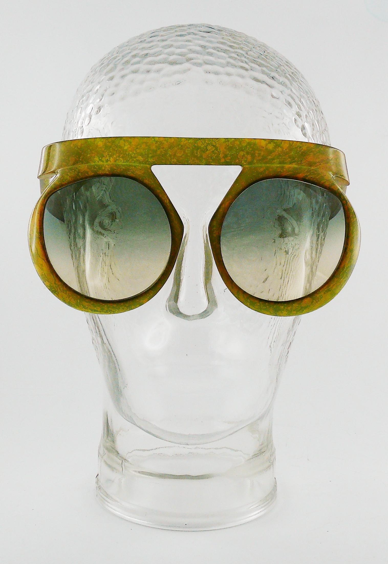 Brown Christian Dior Vintage 1970s Oversized Space Age Sunglasses Mod. 2030-50