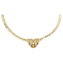 Christian Dior Vintage 1970s Symmetric Interlocked Crystals Twist Dome Necklace