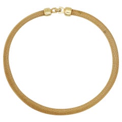 Christian Dior Vintage 1970s Unisex Mesh Woven Snake Gold Omega Chunky Necklace