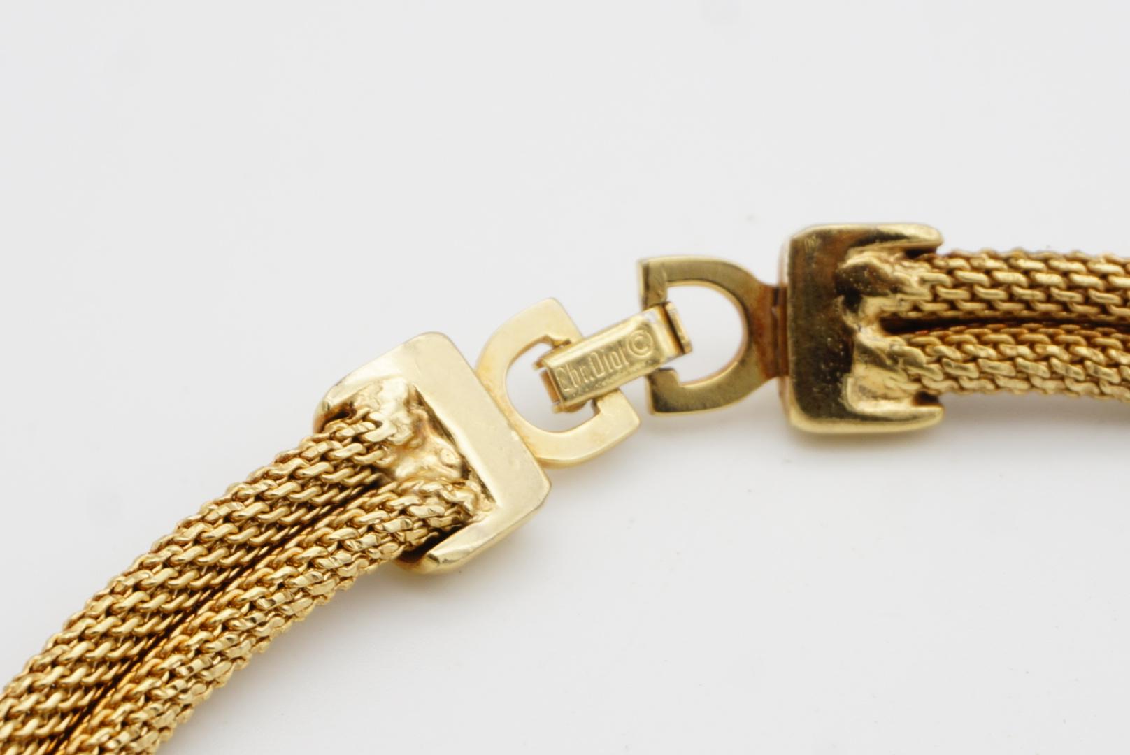 Christian Dior Vintage anni '70 Unisex Collana in maglia intrecciata con serpente Omega in oro in vendita 8