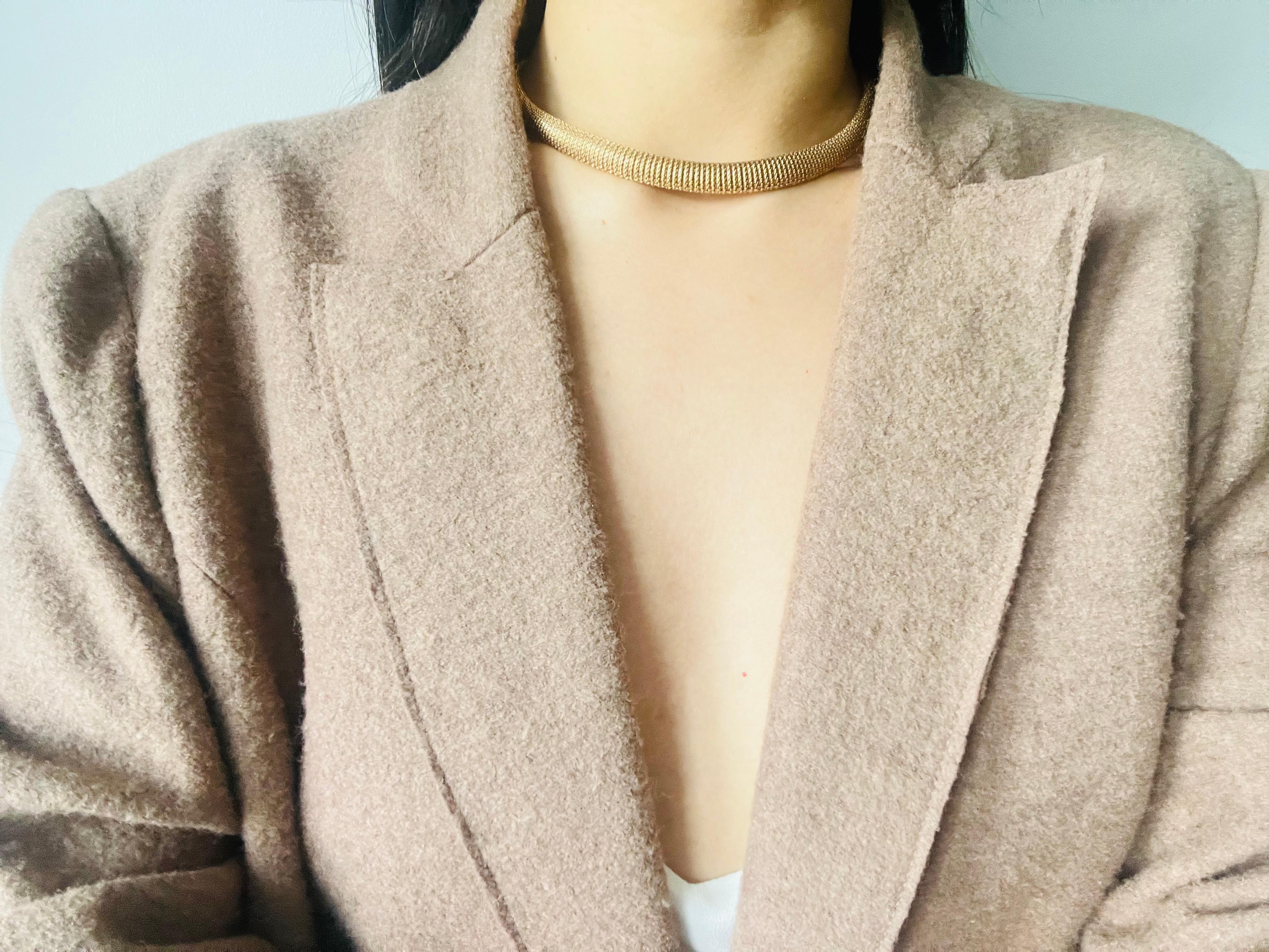 Christian Dior Vintage anni '70 Unisex Collana in maglia intrecciata con serpente Omega in oro in vendita 2