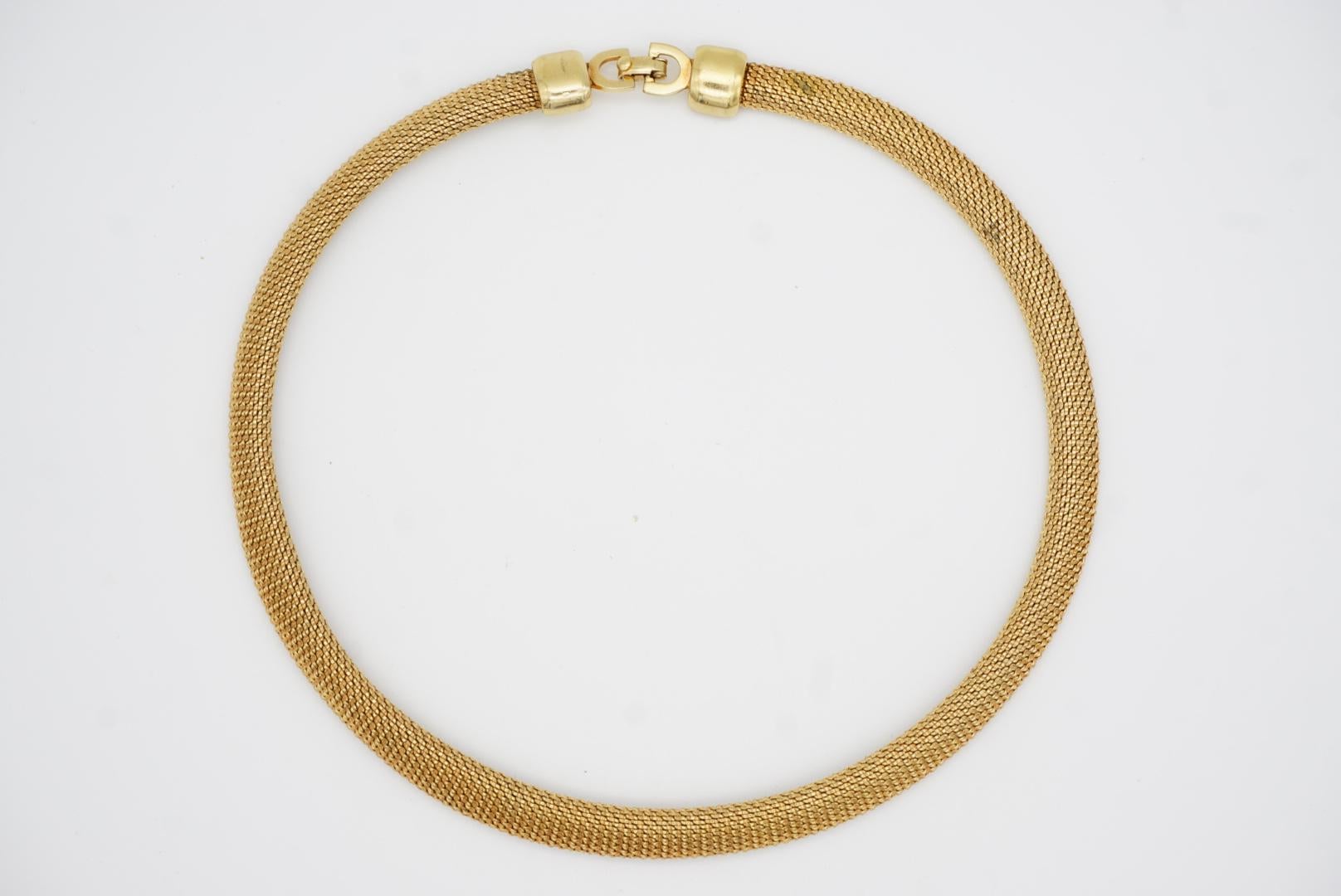 Christian Dior Vintage Años 70 Unisex Malla Tejida Serpiente Omega Collar de Oro Grueso 3