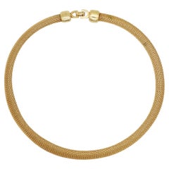 Christian Dior Vintage 1970s Unisex Mesh Woven Snake Omega Chunky Gold Necklace