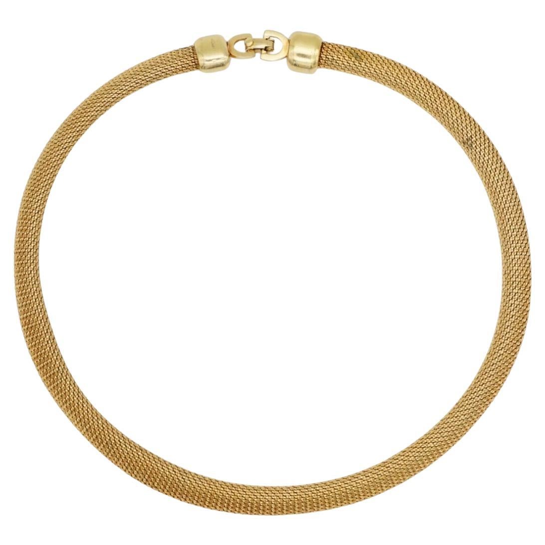 Christian Dior Vintage 1970s Unisex Mesh Woven Snake Omega Chunky Gold Necklace