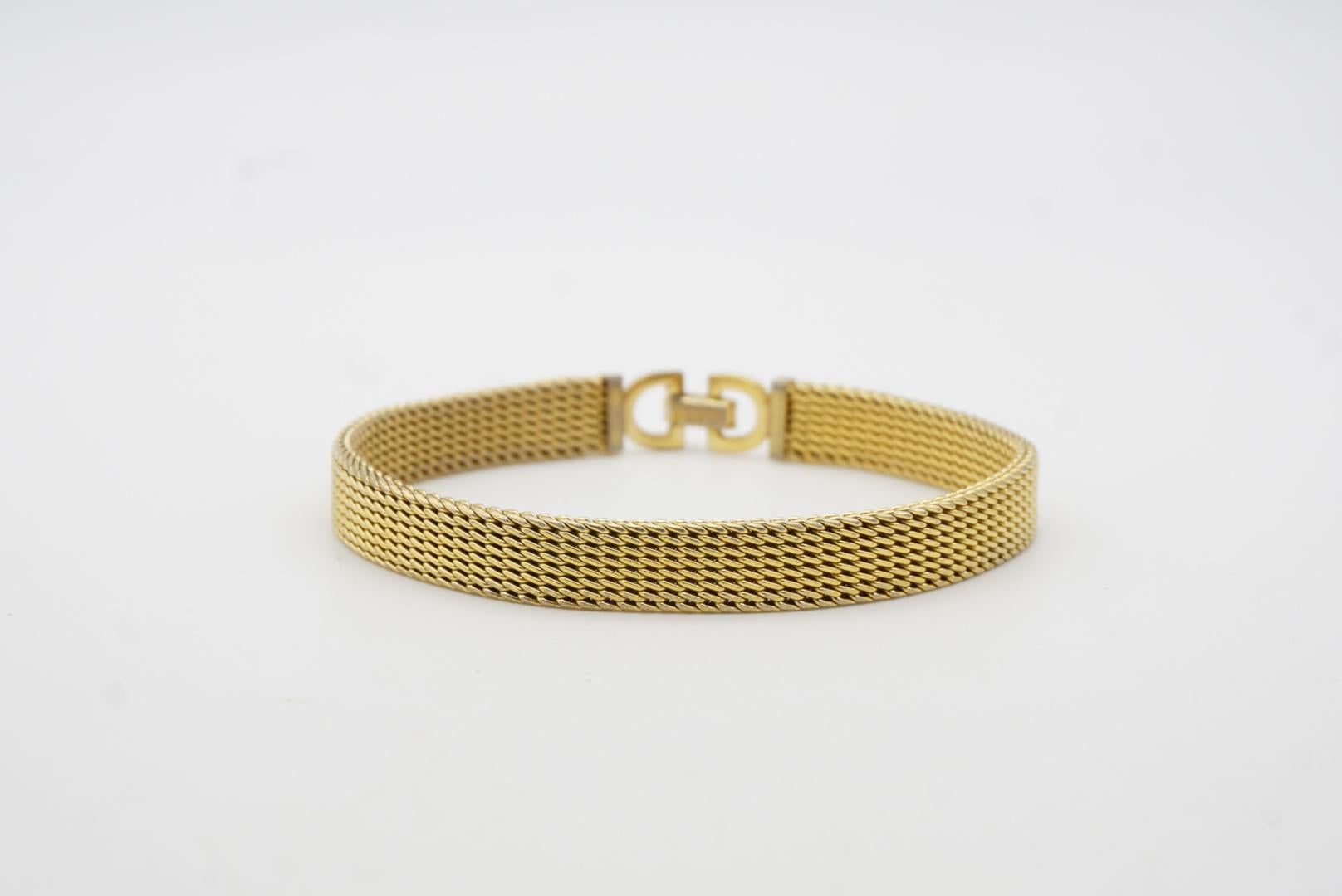 Christian Dior Vintage 1970s Unisex Ridged Woven Mesh Modernist Cuff Bracelet 6