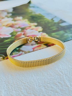 Christian Dior Vintage 1970s Unisex Ridged Woven Mesh Modernist Cuff Bracelet