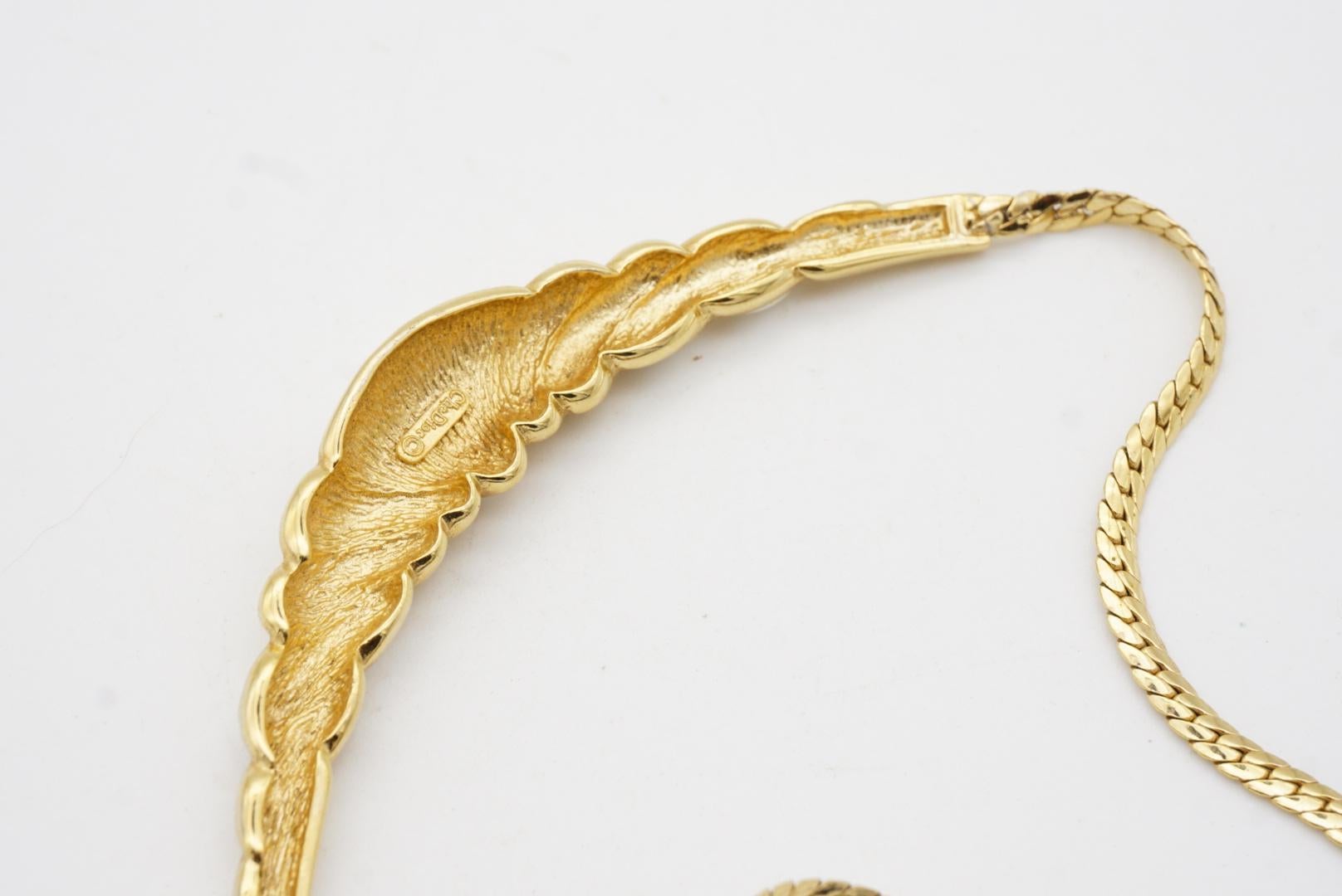Christian Dior, collier pendentif long vintage des années 1970, blanc, avec triangle de lune en croissant de lune 8