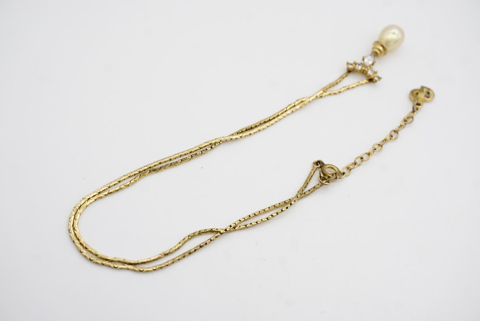 Christian Dior Vintage 1970er Jahre Halskette mit weißen Wassertropfenperlen und Marquise-Kristallen im Angebot 7