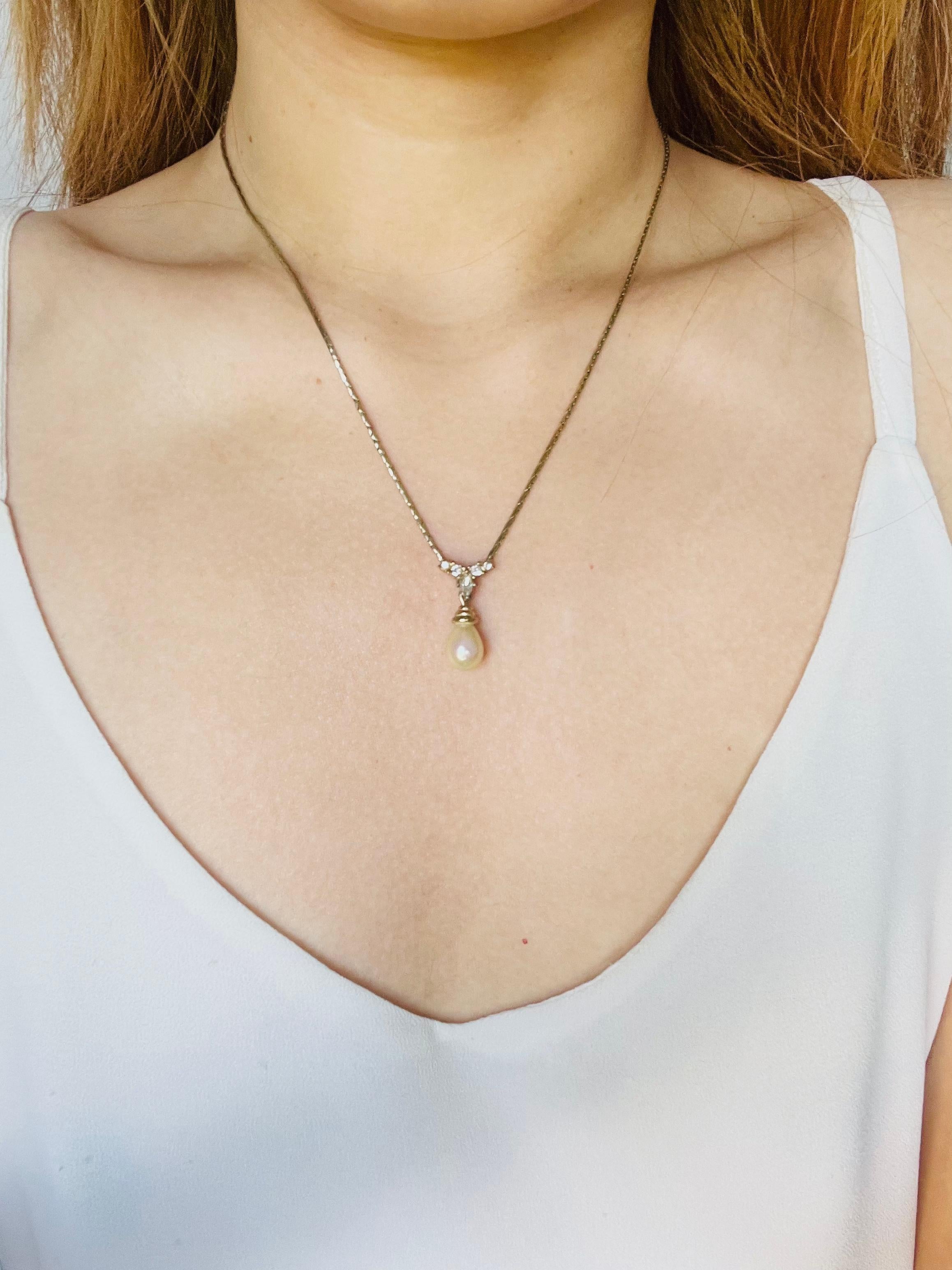 Christian Dior Vintage 1970er Jahre Halskette mit weißen Wassertropfenperlen und Marquise-Kristallen für Damen oder Herren im Angebot