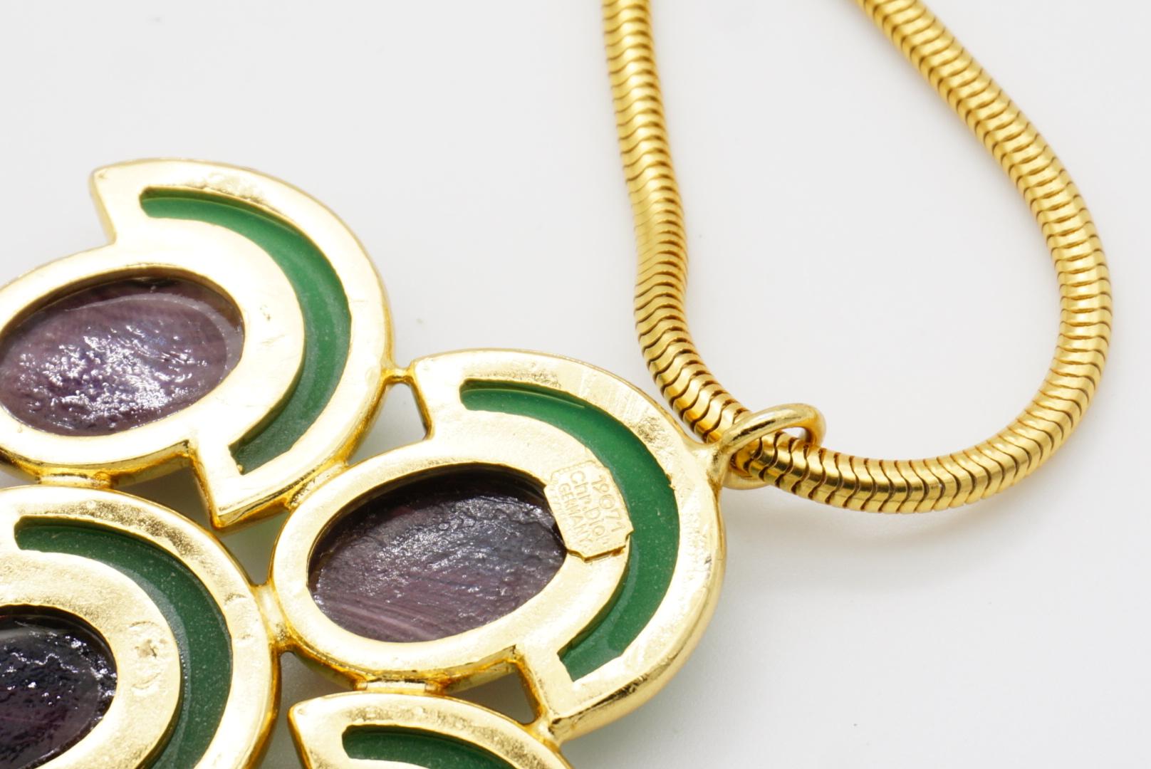 Christian Dior Vintage 1971 Emerald Amethyst Cabochon Fans Tassel Long Necklace For Sale 10