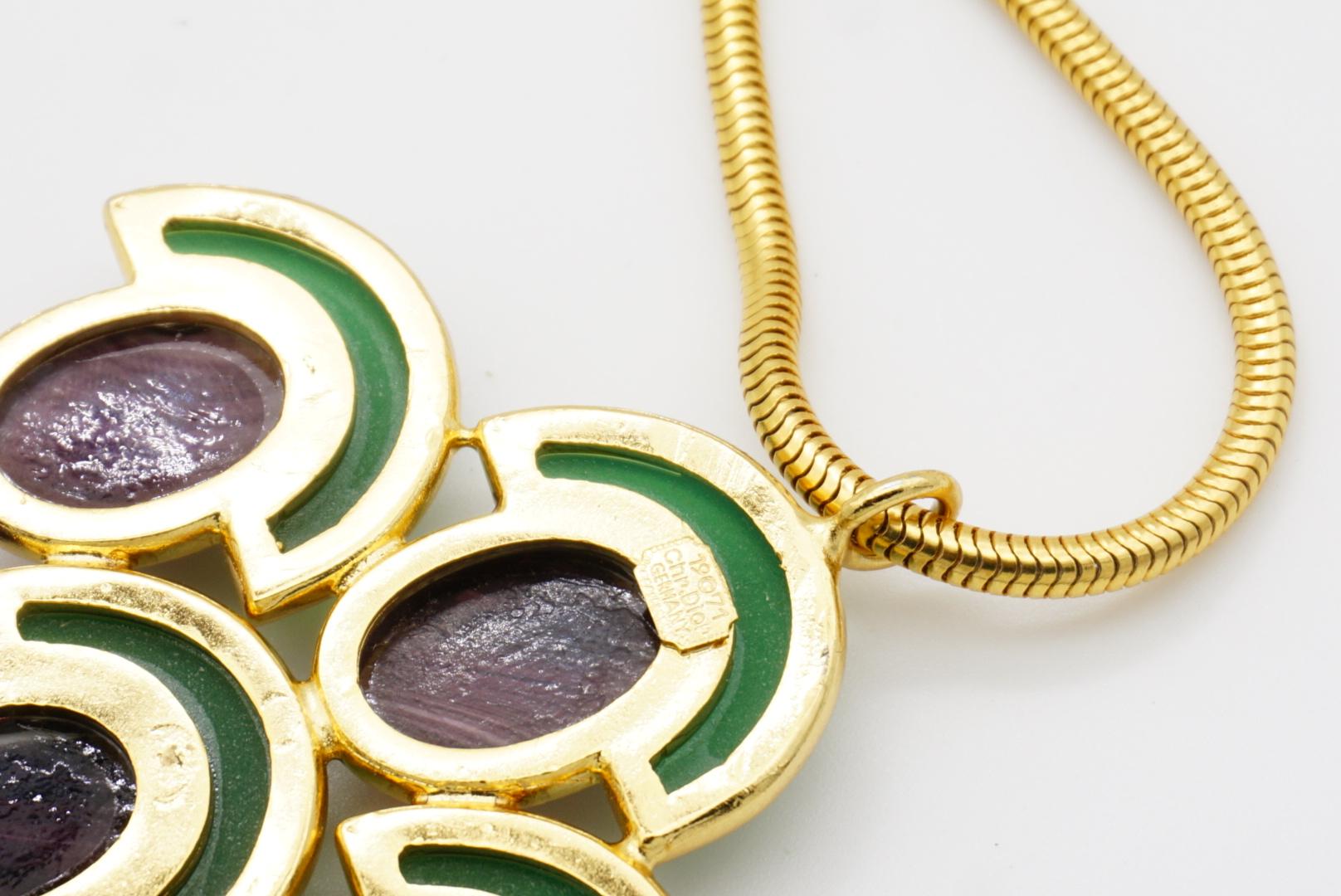 Christian Dior Vintage 1971 Emerald Amethyst Cabochon Fans Tassel Long Necklace For Sale 11