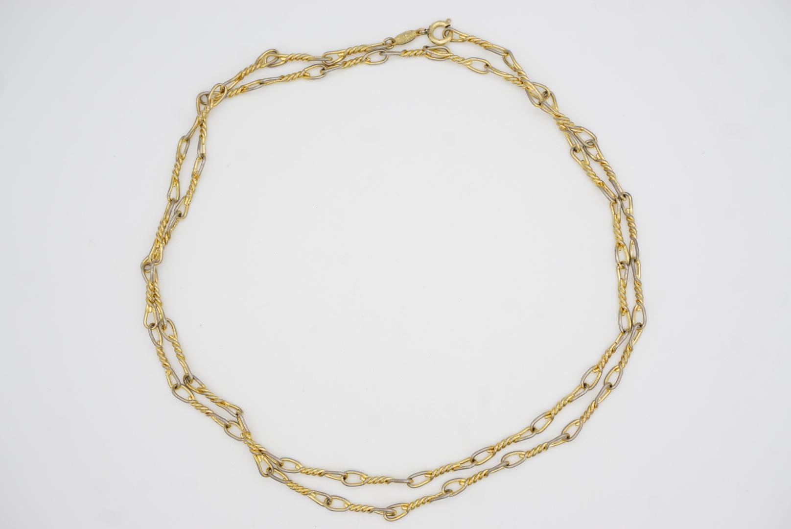 Christian Dior Vintage 1971 Versatile Figaro Interlinked Long Necklace Bracelet For Sale 6