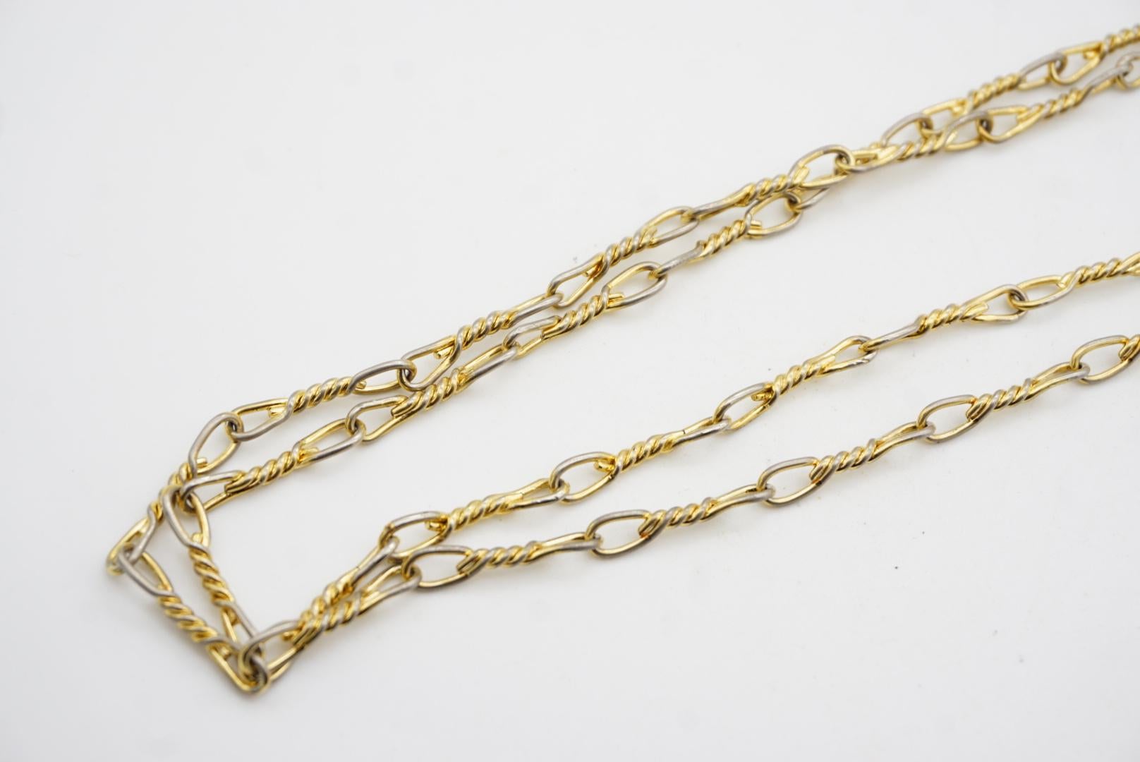 Christian Dior Vintage 1971 Versatile Figaro Interlinked Long Necklace Bracelet For Sale 8