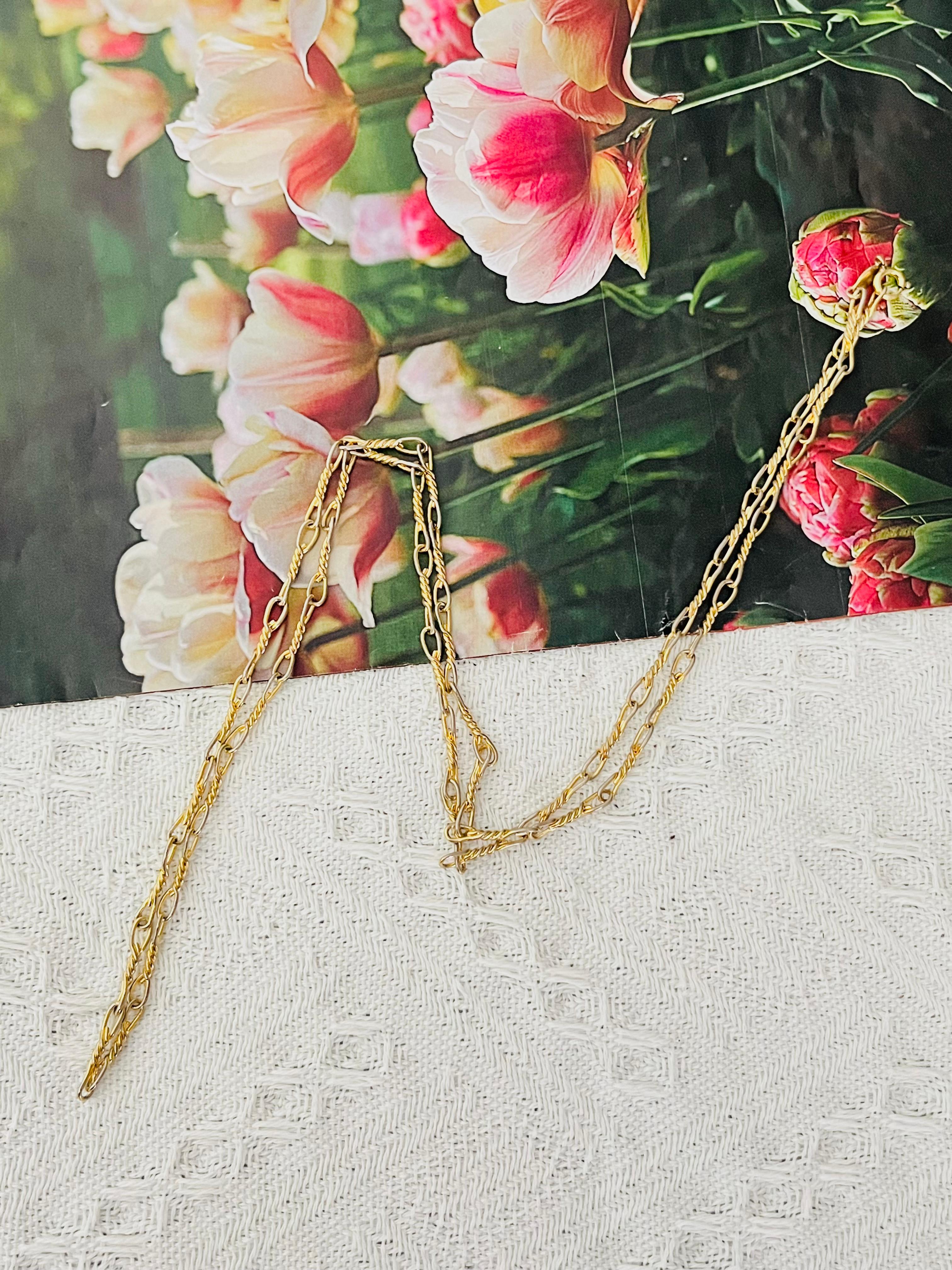 Art Deco Christian Dior Vintage 1971 Versatile Figaro Interlinked Long Necklace Bracelet For Sale