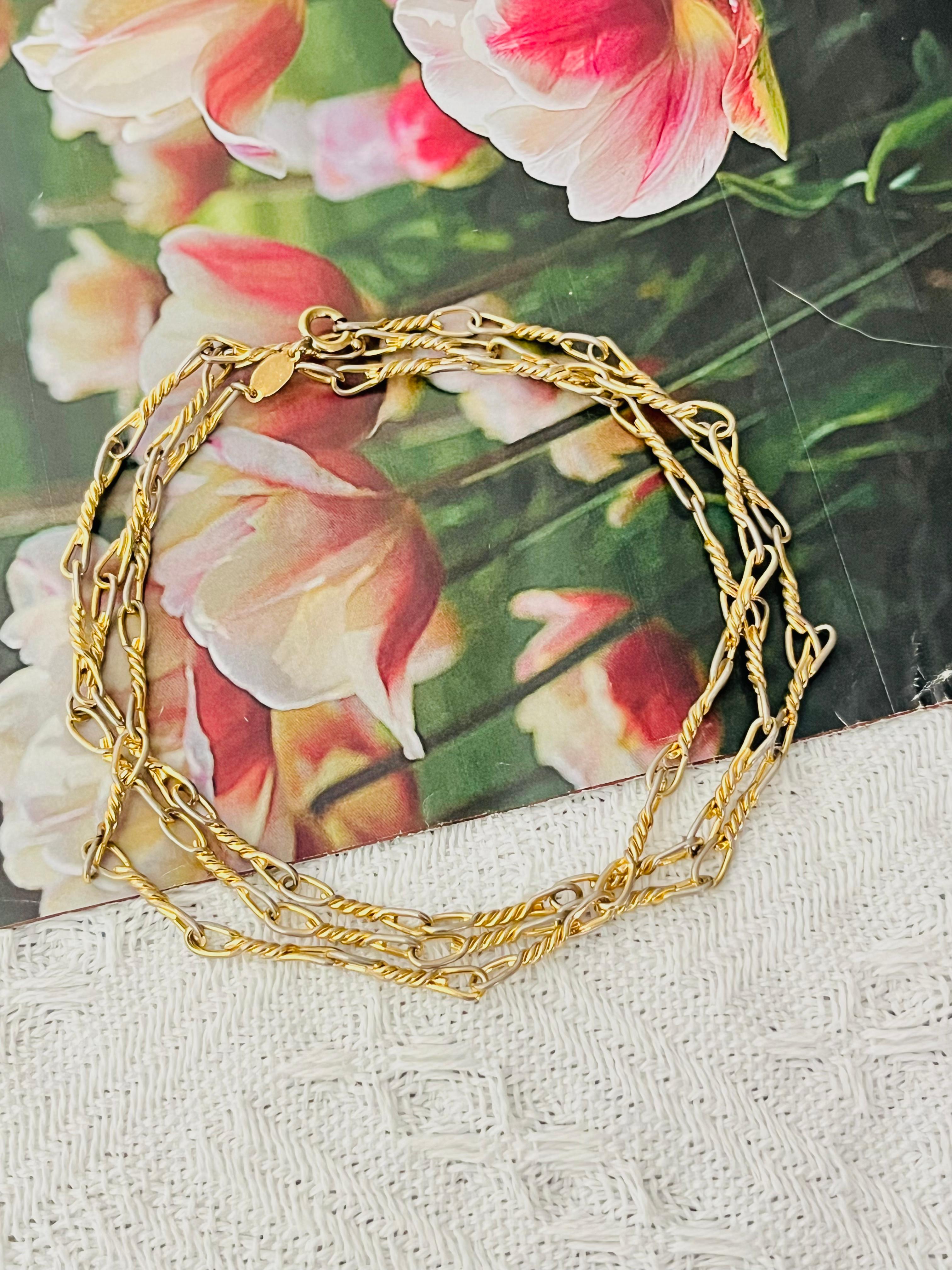 Christian Dior Vintage 1971 Versatile Figaro Interlinked Long Necklace Bracelet In Good Condition For Sale In Wokingham, England