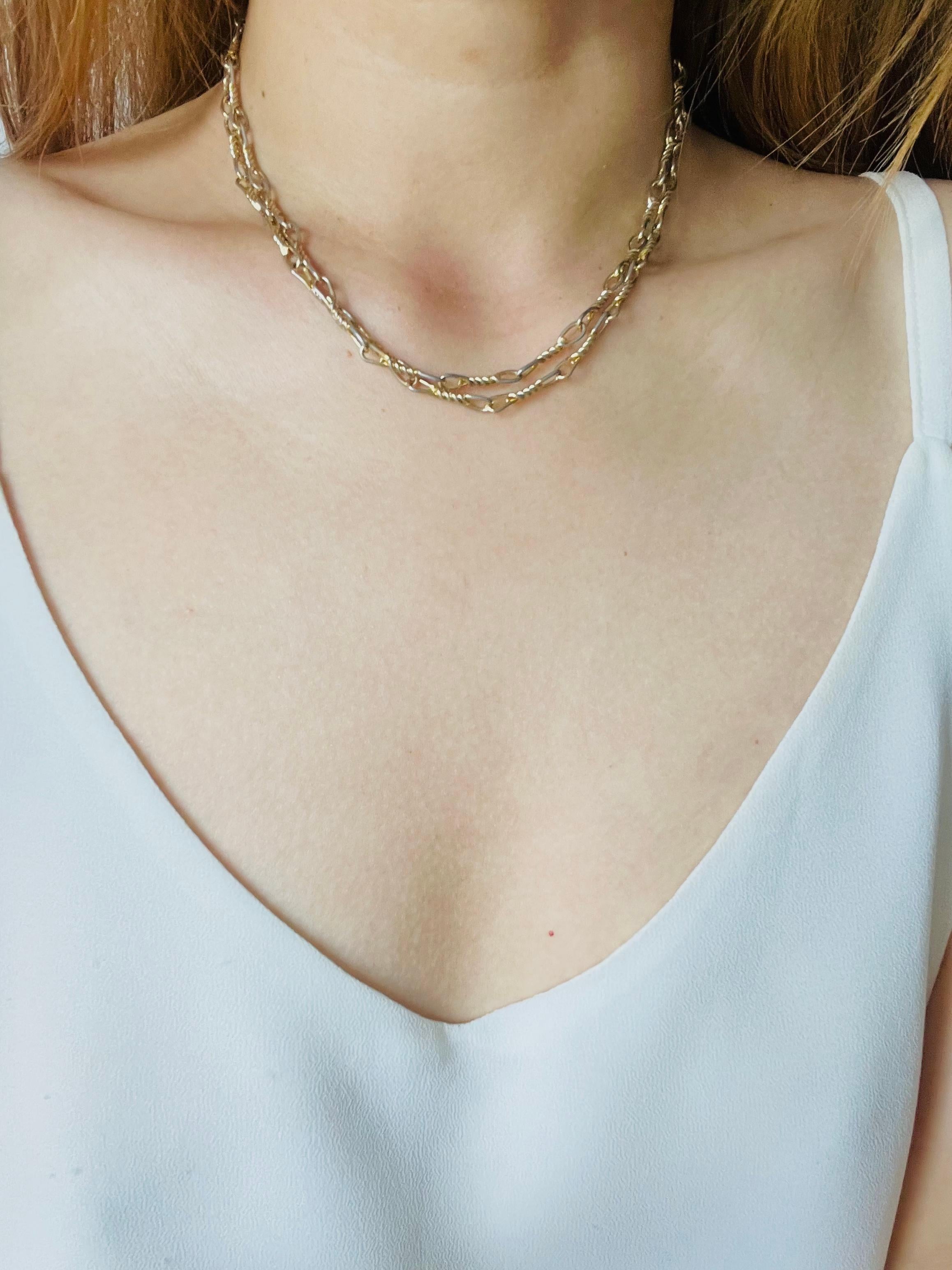 Christian Dior Vintage 1971 Versatile Figaro Interlinked Long Necklace Bracelet For Sale 2
