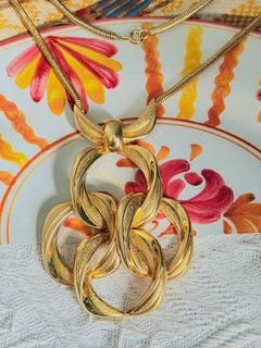 Christian Dior Vintage 1972 GROSSE Gold Interlocked Statement Snake Necklace