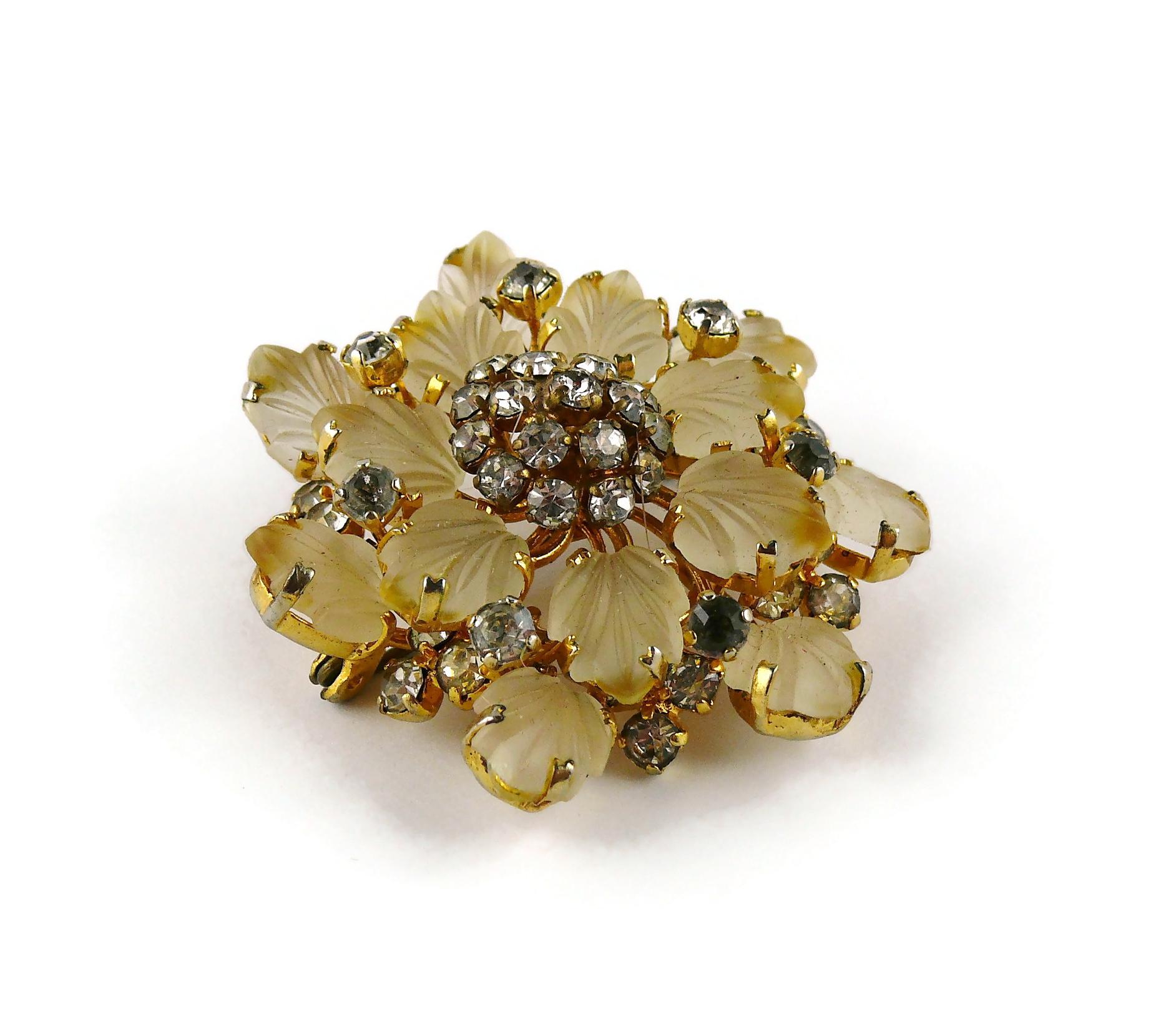 Christian Dior Vintage 1972 Jewelled Flower Brooch In Good Condition In Nice, FR