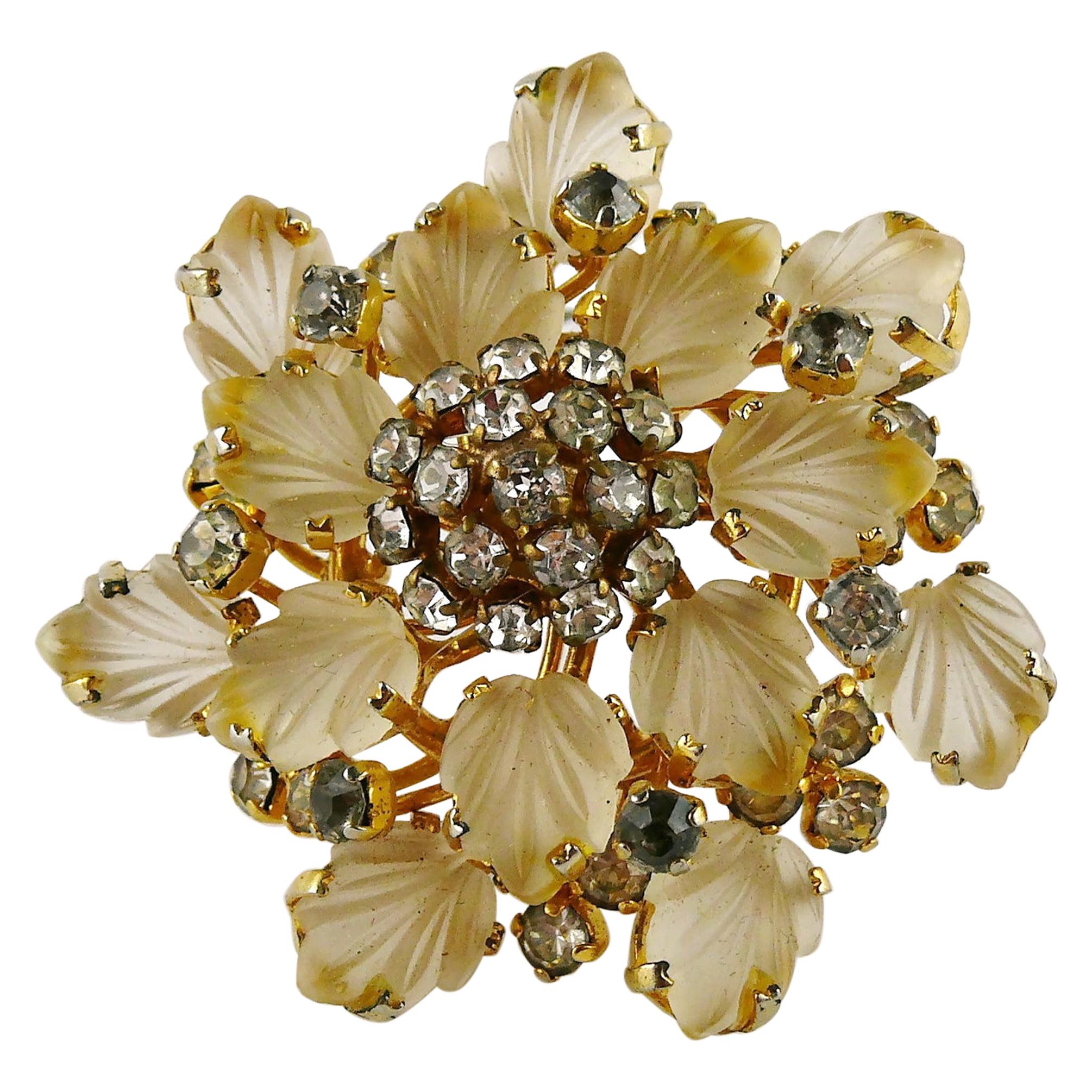Christian Dior Vintage 1972 Jewelled Flower Brooch