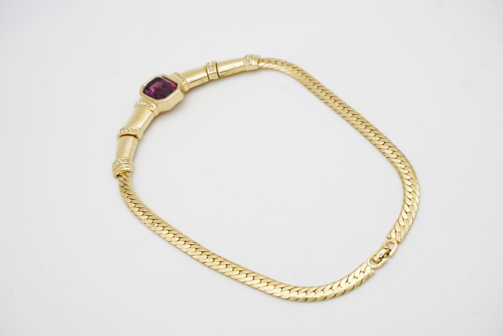 Christian Dior Vintage 1980 Amethyst Octagon Crystals Statement Choker Necklace For Sale 8