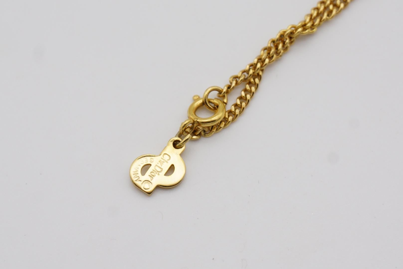 Christian Dior Vintage 1980 Black Crystals Diamond Swirl Gold Openwork Necklace For Sale 9