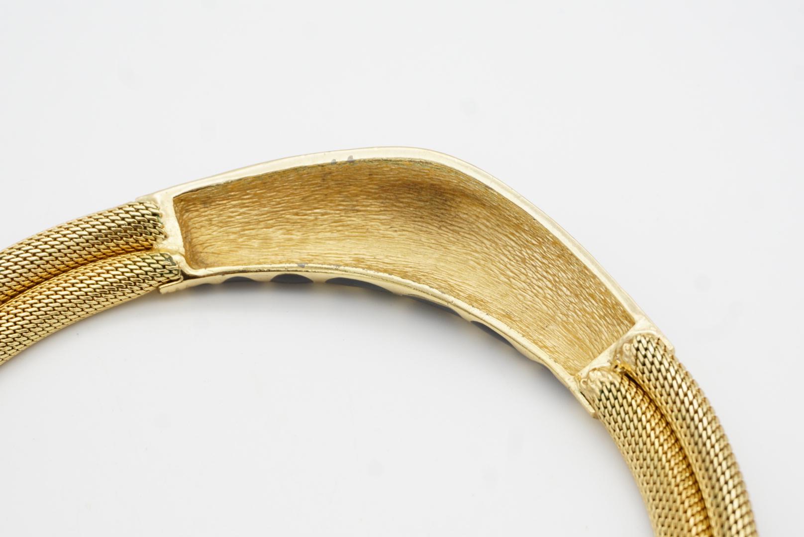 Christian Dior Vintage 1980 Noir Léopard Collier large en maille tissée Omega Chunky en vente 10