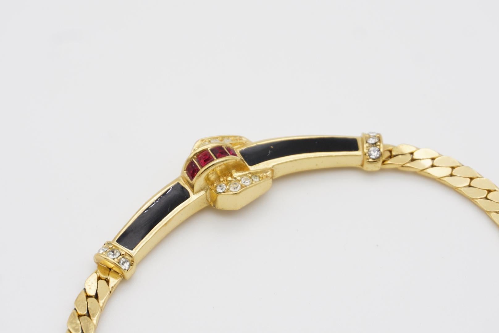 Christian Dior Vintage 1980 Collana con ciondolo a barra lunga in rubino nero e cristalli trasparenti in vendita 6