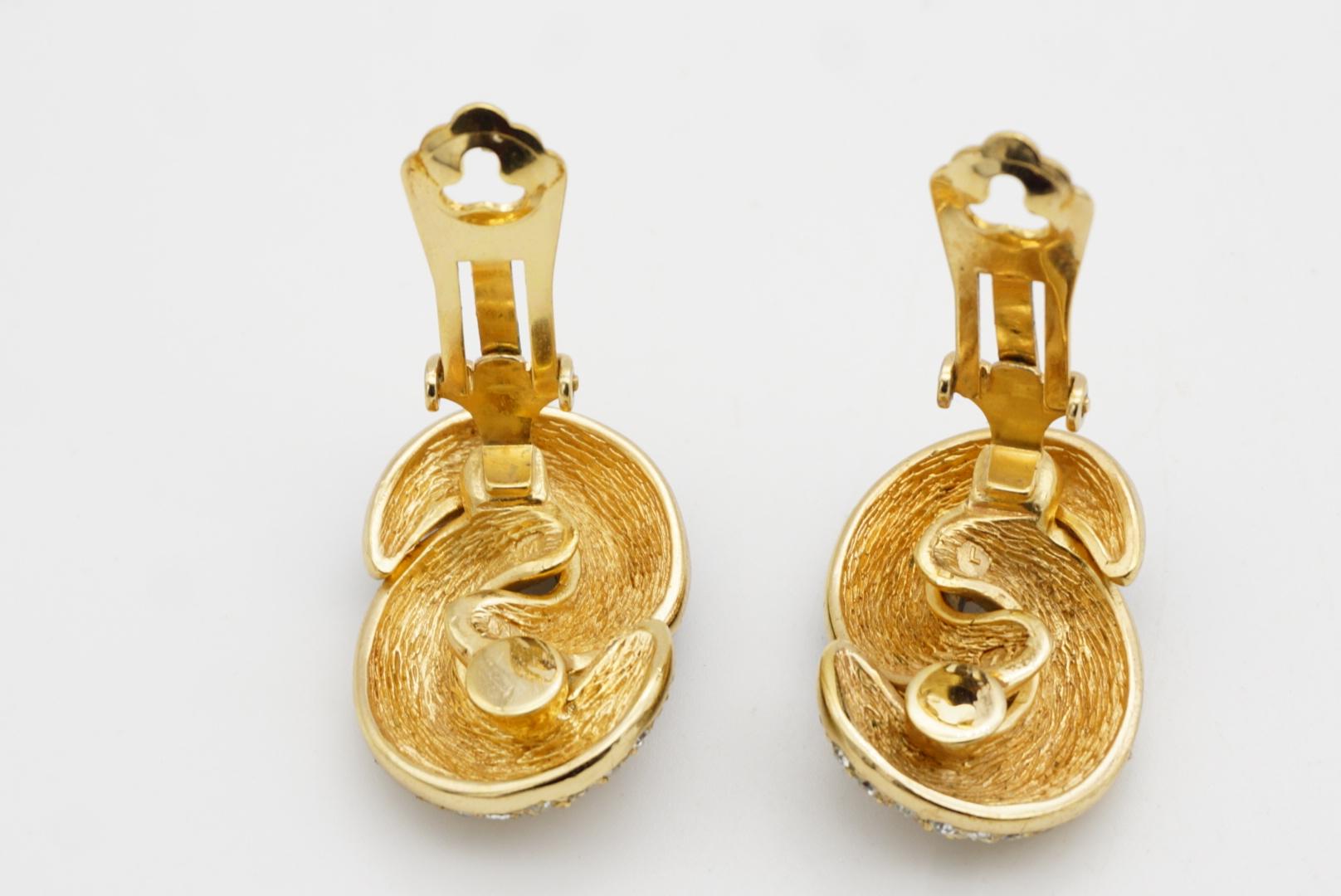 Christian Dior Vintage 1980 Cristales Medio Negro Entrelazados Pendientes Twist Clip en venta 8