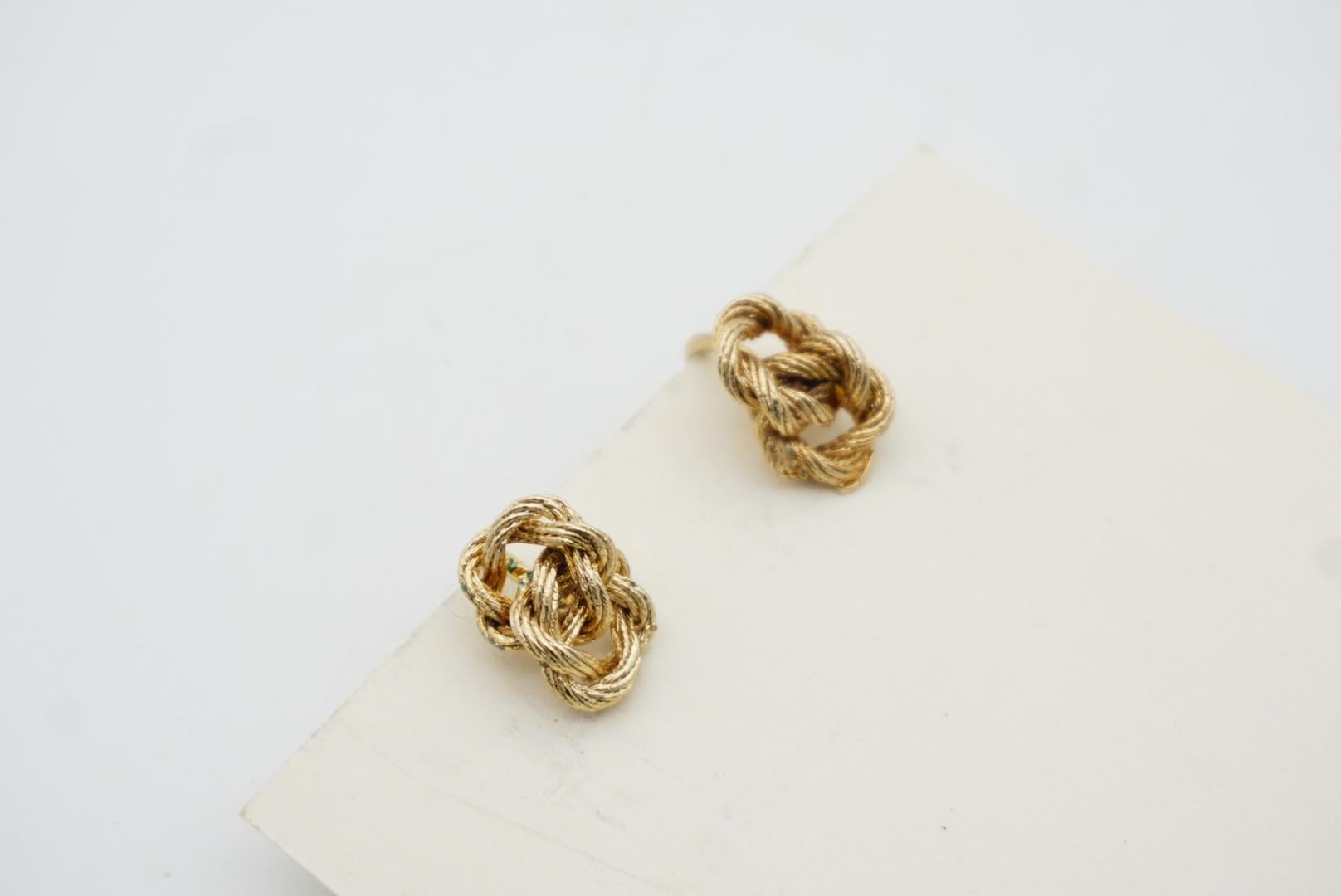 Christian Dior Vintage 1980 Double Knot Hoop Twist Interlock Gold Clip Earrings 5