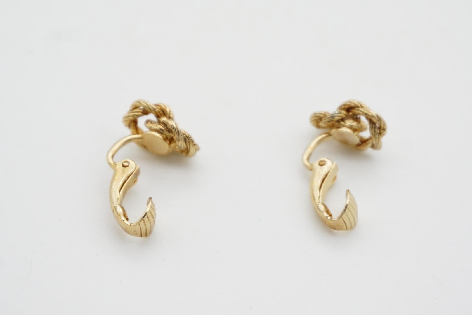 Christian Dior Vintage 1980 Double Knot Hoop Twist Interlock Gold Clip Earrings 7