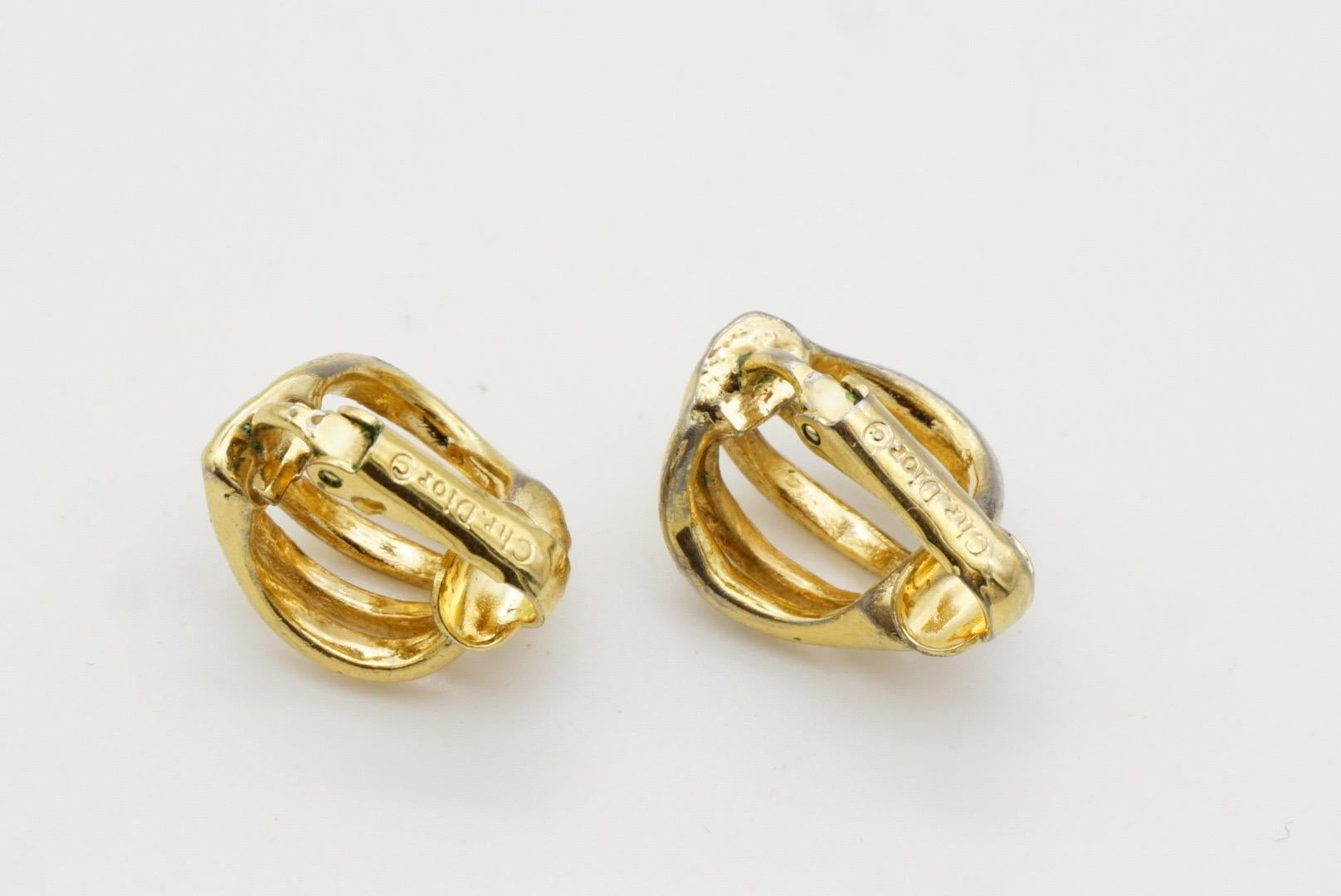 Christian Dior Vintage 1980 Five Strands Openwork Shell Modernist Clip Earrings 6