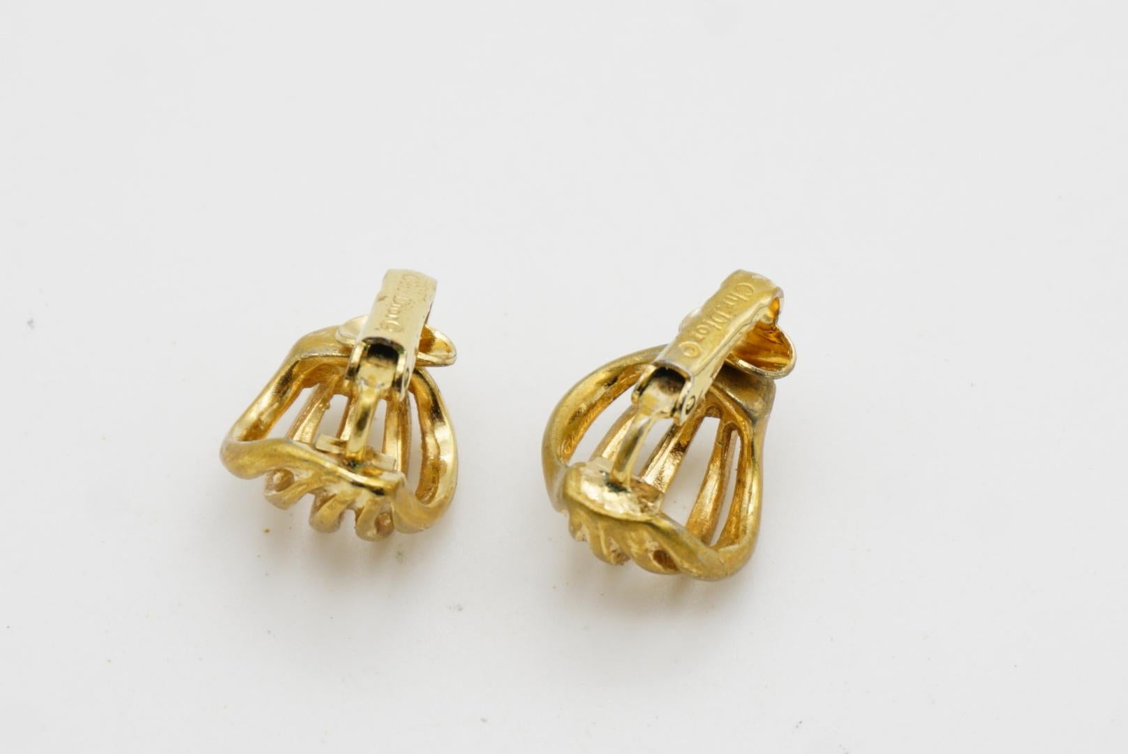 Christian Dior Vintage 1980 Five Strands Openwork Shell Modernist Clip Earrings For Sale 8