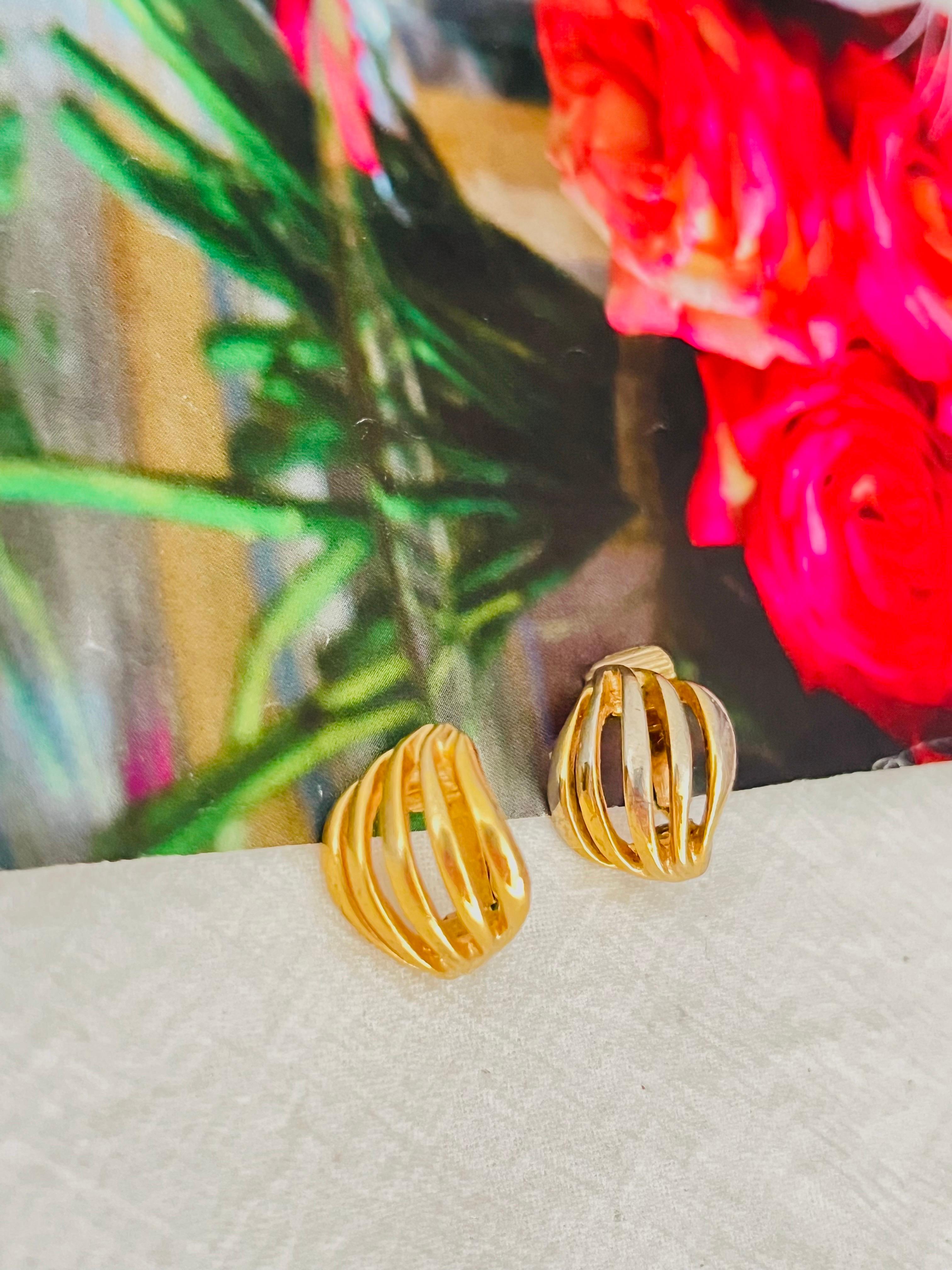 Art Deco Christian Dior Vintage 1980 Five Strands Openwork Shell Modernist Clip Earrings