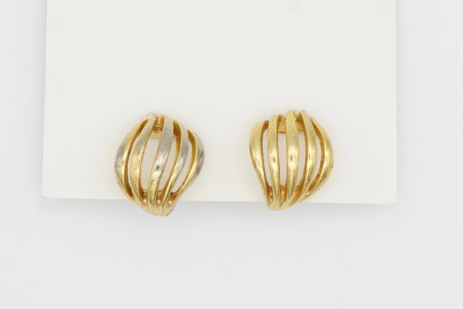 Christian Dior Vintage 1980 Five Strands Openwork Shell Modernist Clip Earrings 3