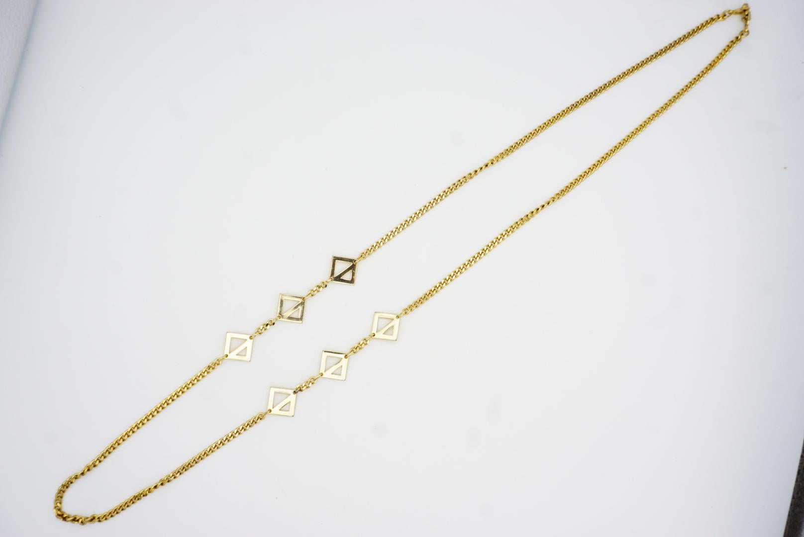 Christian Dior Vintage 1980 Geometric Square Triangle Charms Gold Long Necklace For Sale 8
