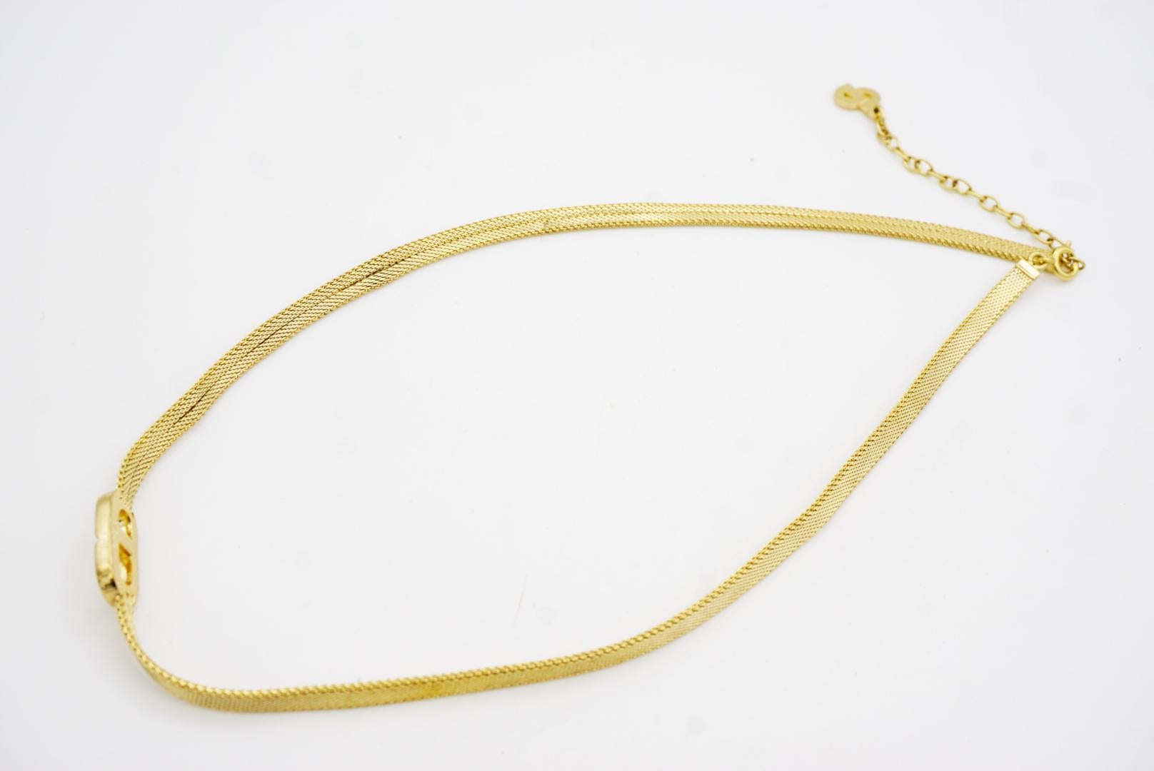 Christian Dior Vintage 1980 Iconic Logo CD Monogram Pendant Mesh Woven Necklace For Sale 6