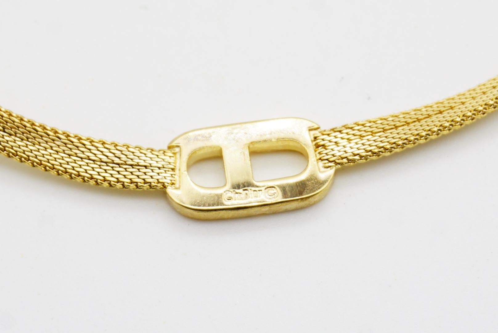 Christian Dior Vintage 1980 Iconic Logo CD Monogram Pendant Mesh Woven Necklace For Sale 7