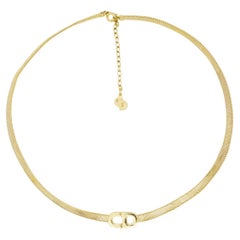 Christian Dior Vintage 1980 Iconic Logo CD Monogram Pendentif collier tissé en maille