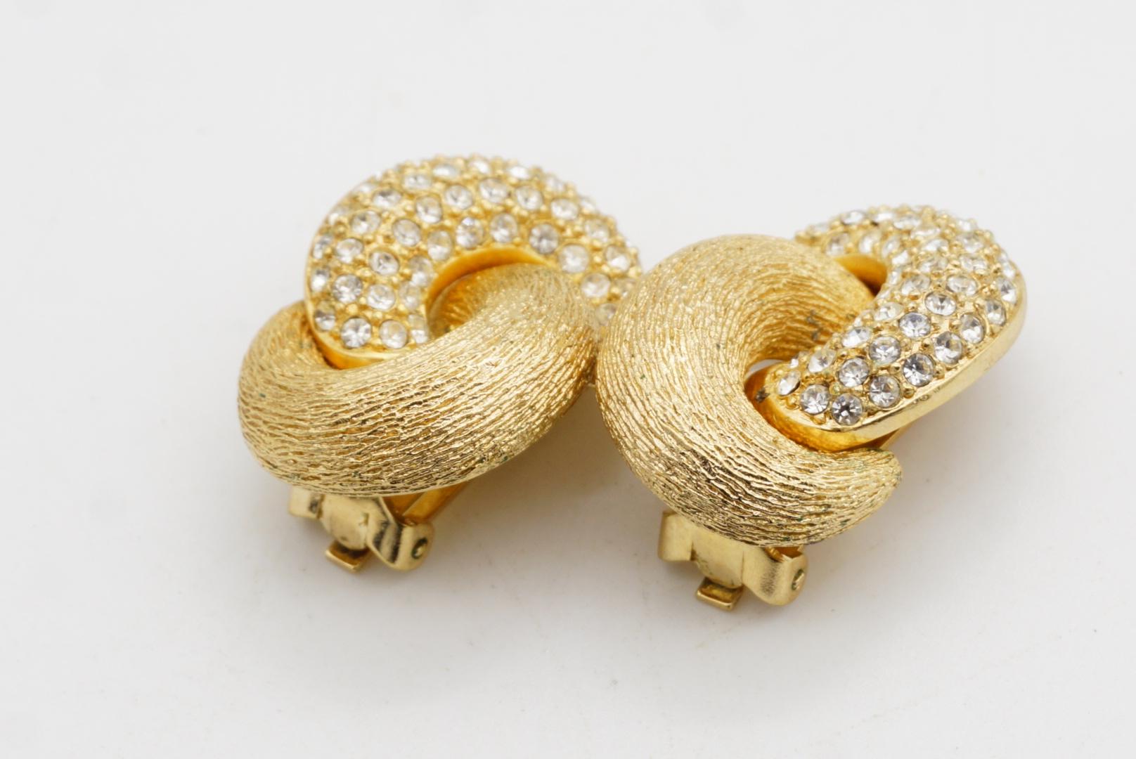 Christian Dior Vintage 1980 Große Kristalle Verschränkte Knoten Clip Ohrringe im Angebot 5