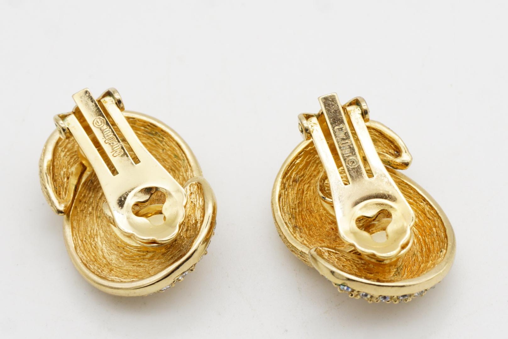 Christian Dior Vintage 1980 Große Kristalle Verschränkte Knoten Clip Ohrringe im Angebot 6