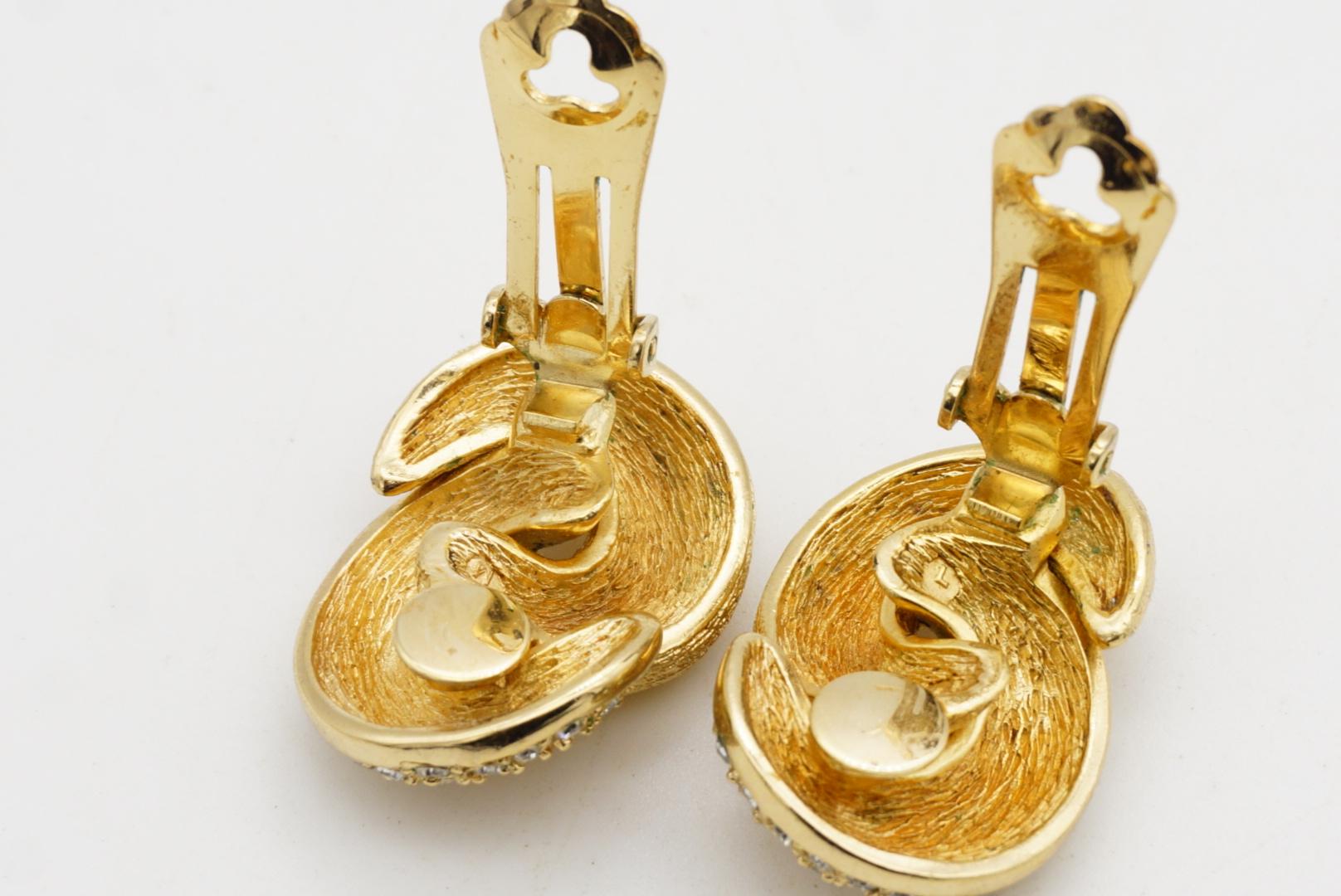 Christian Dior Vintage 1980 Große Kristalle Verschränkte Knoten Clip Ohrringe im Angebot 7