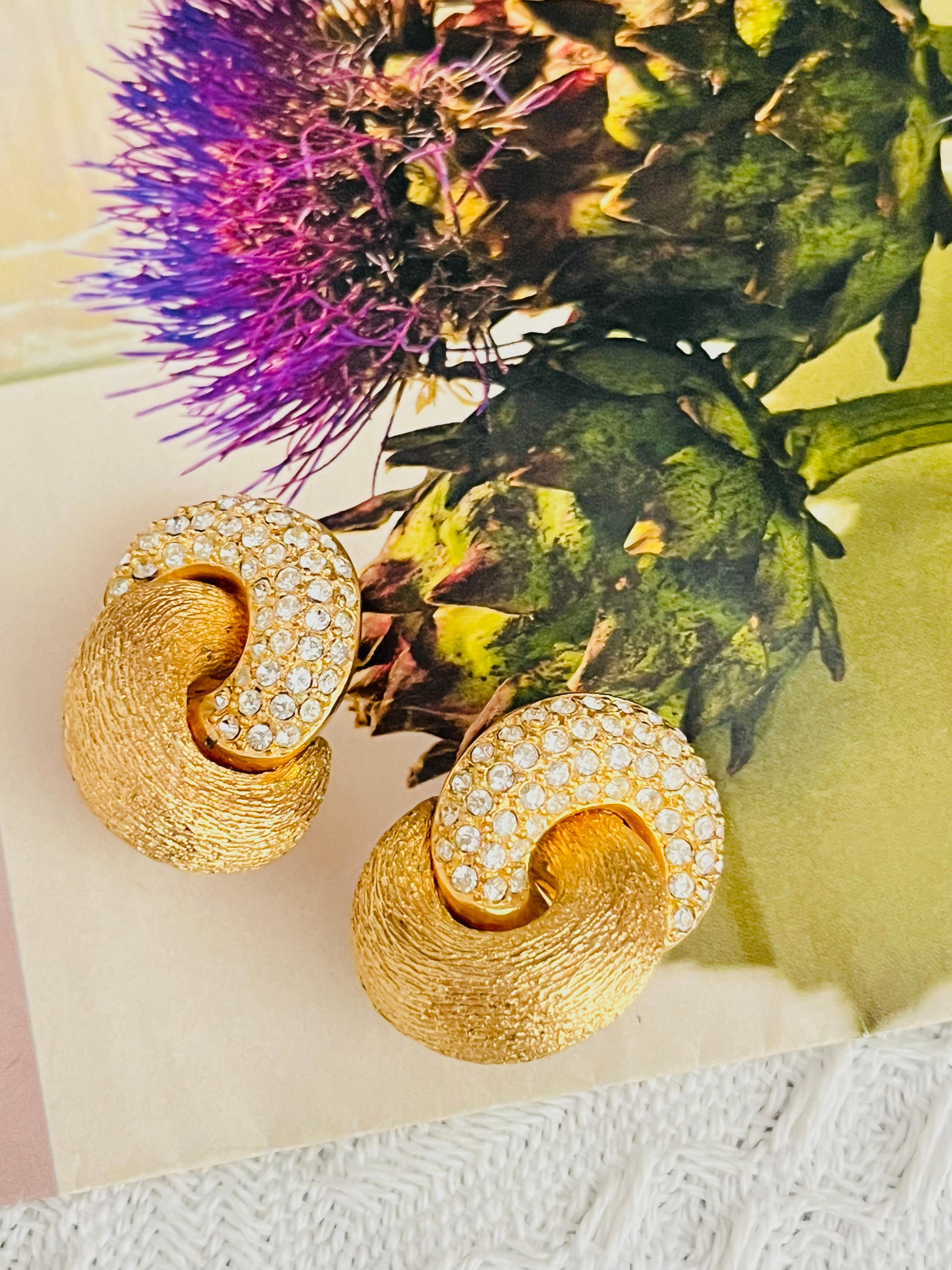 Christian Dior Vintage 1980 Große Kristalle Verschränkte Knoten Clip Ohrringe im Zustand „Gut“ im Angebot in Wokingham, England