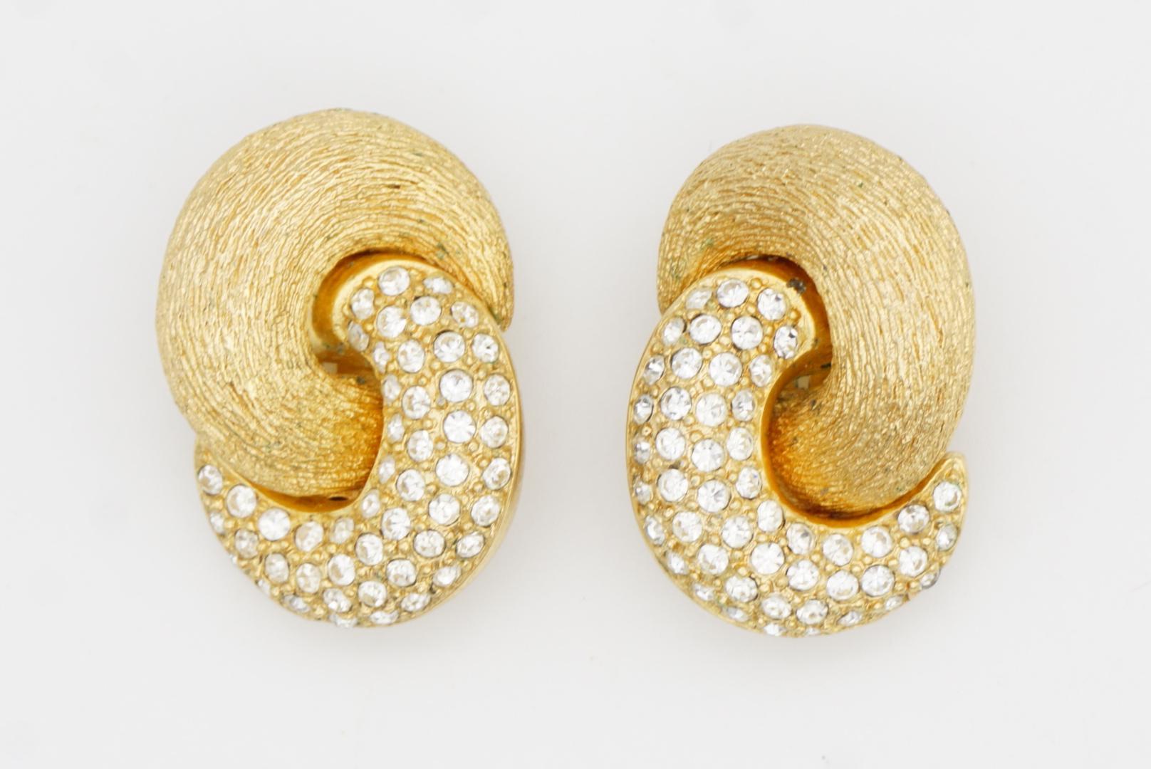 Christian Dior Vintage 1980 Große Kristalle Verschränkte Knoten Clip Ohrringe im Angebot 2