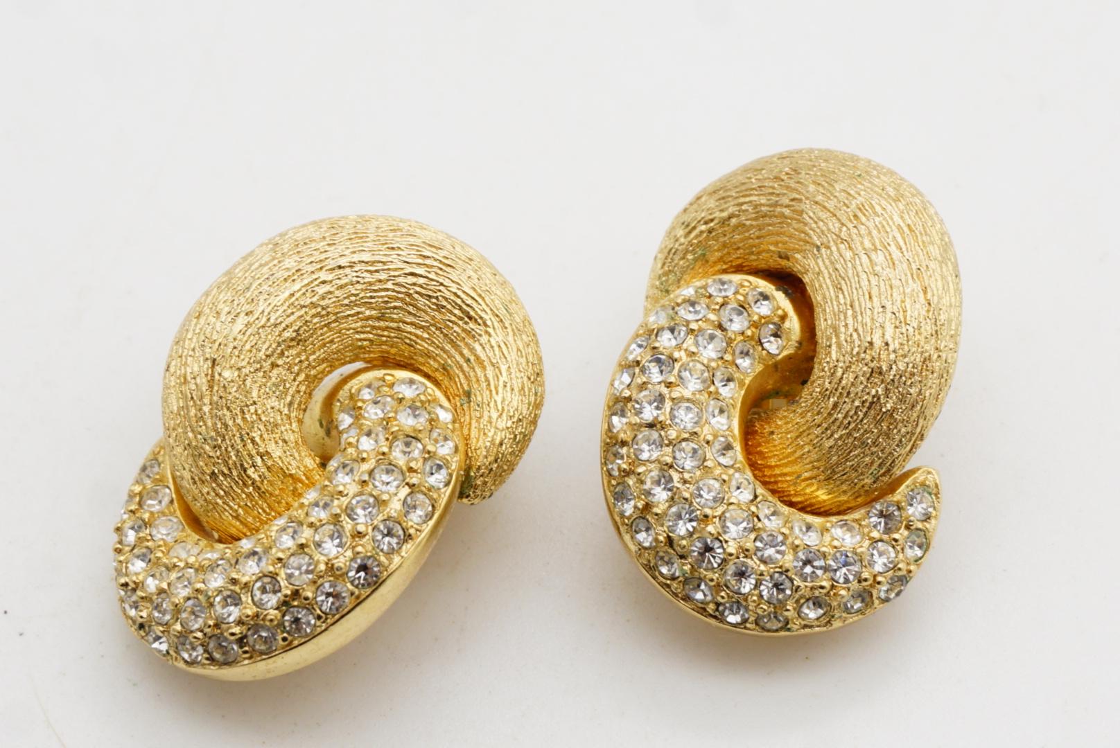 Christian Dior Vintage 1980 Große Kristalle Verschränkte Knoten Clip Ohrringe im Angebot 3