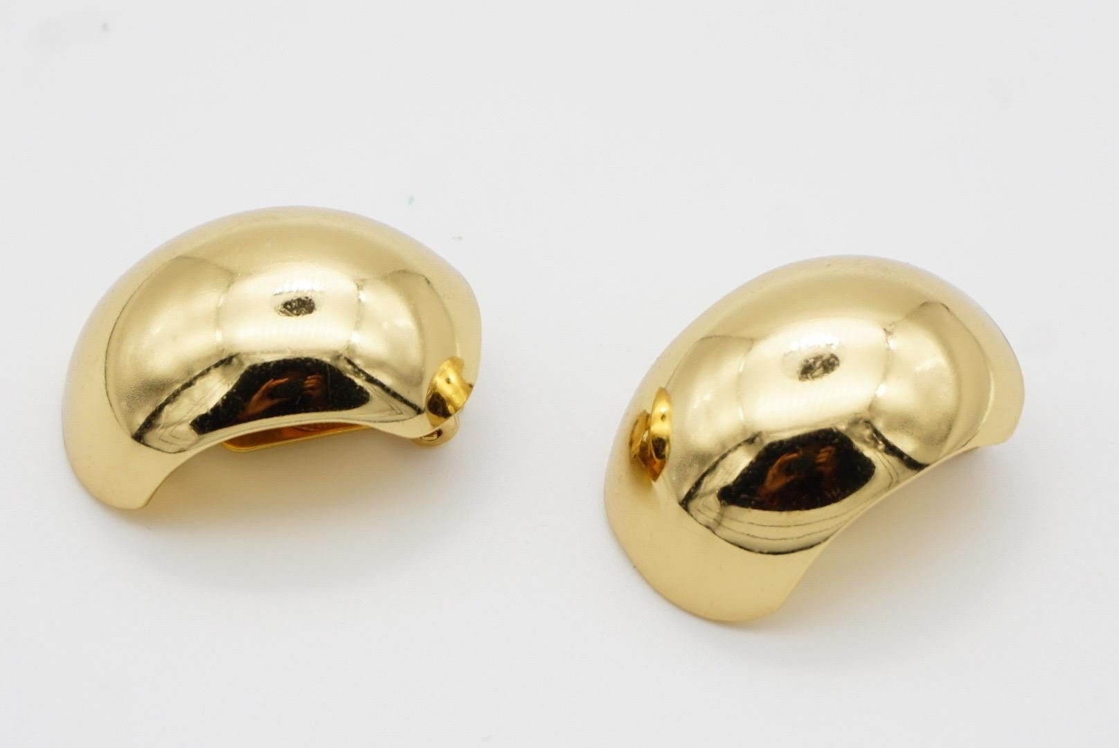 Christian Dior Vintage 1980 Large Glow Demi Dome Hoop Semi Circle Clip Earrings For Sale 5