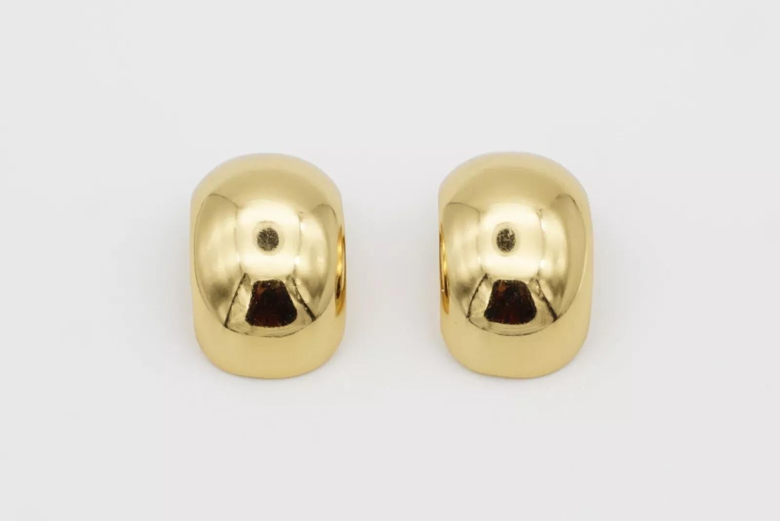 Christian Dior Vintage 1980 Large Glow Demi Dome Hoop Semi Circle Clip Earrings For Sale 5