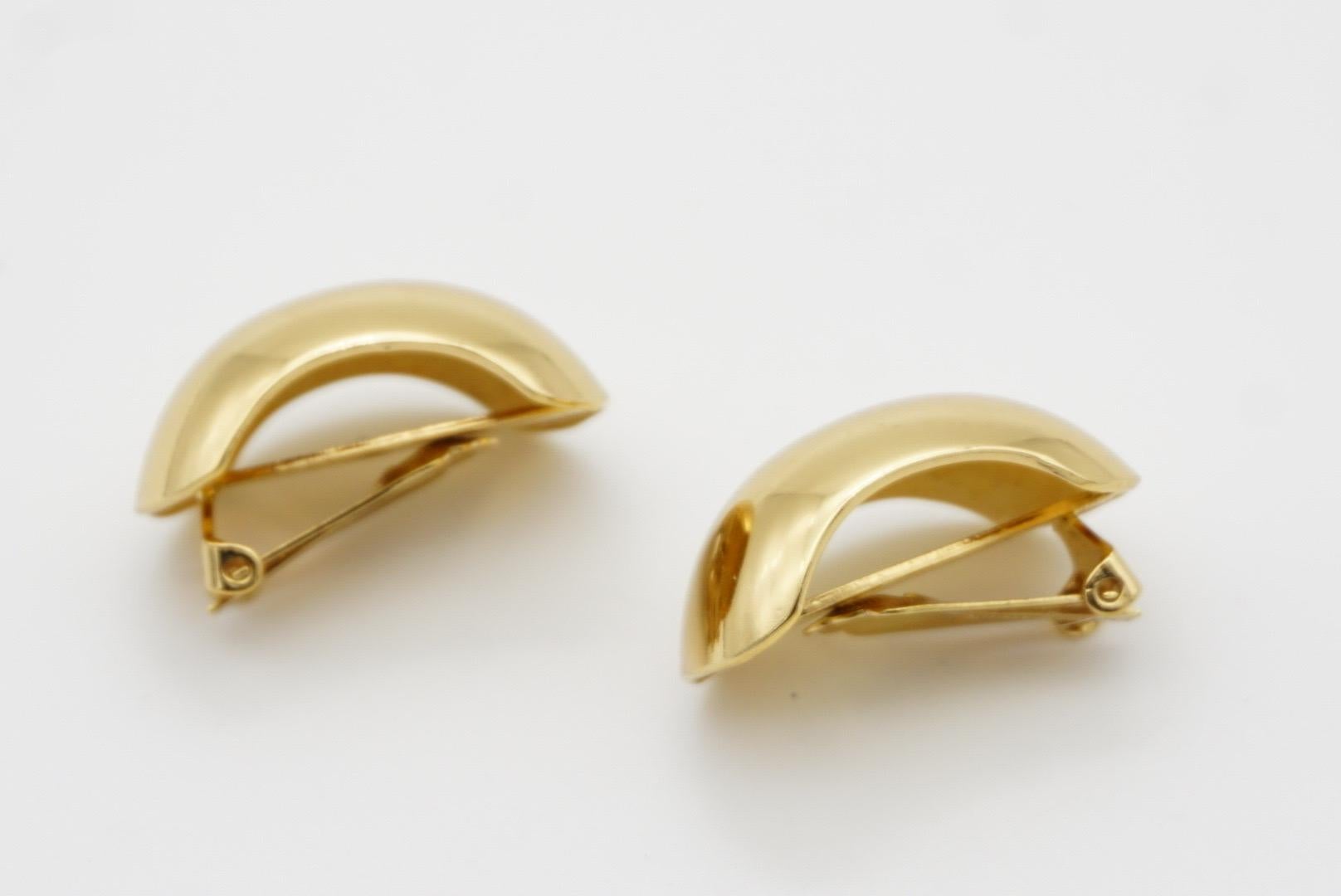 Christian Dior Vintage 1980 Large Glow Demi Dome Hoop Semi Circle Clip Earrings For Sale 6