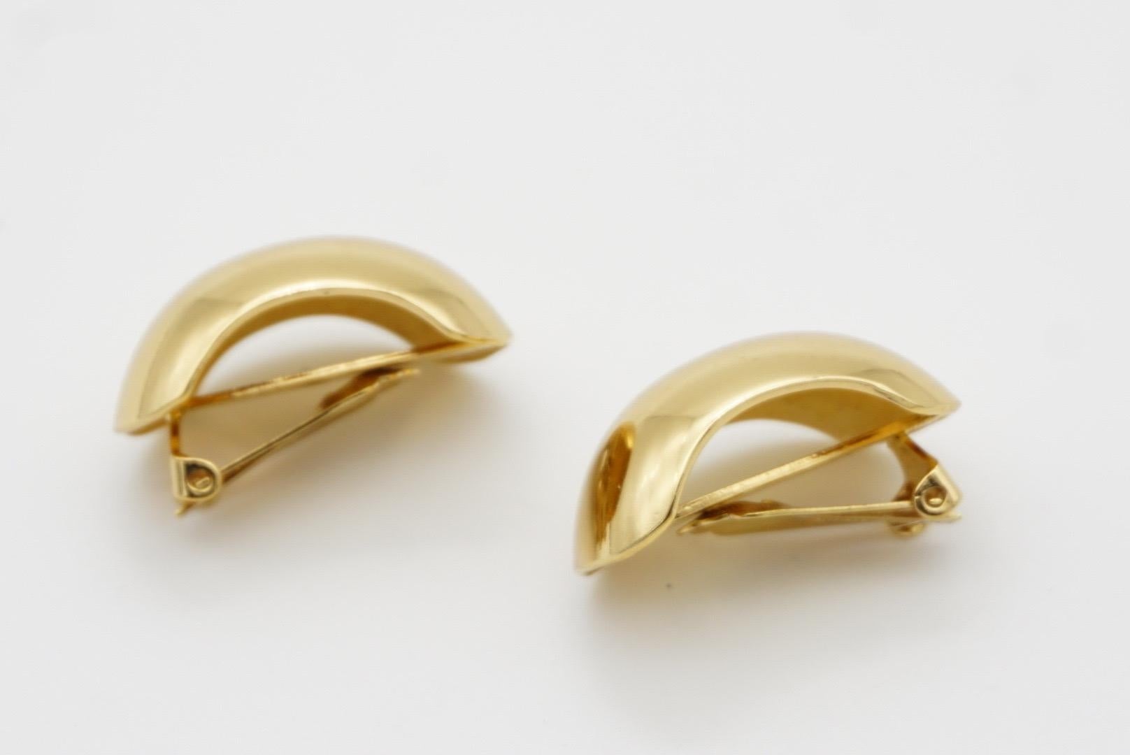 Christian Dior Vintage 1980 Large Glow Demi Dome Hoop Semi Circle Clip Earrings For Sale 7